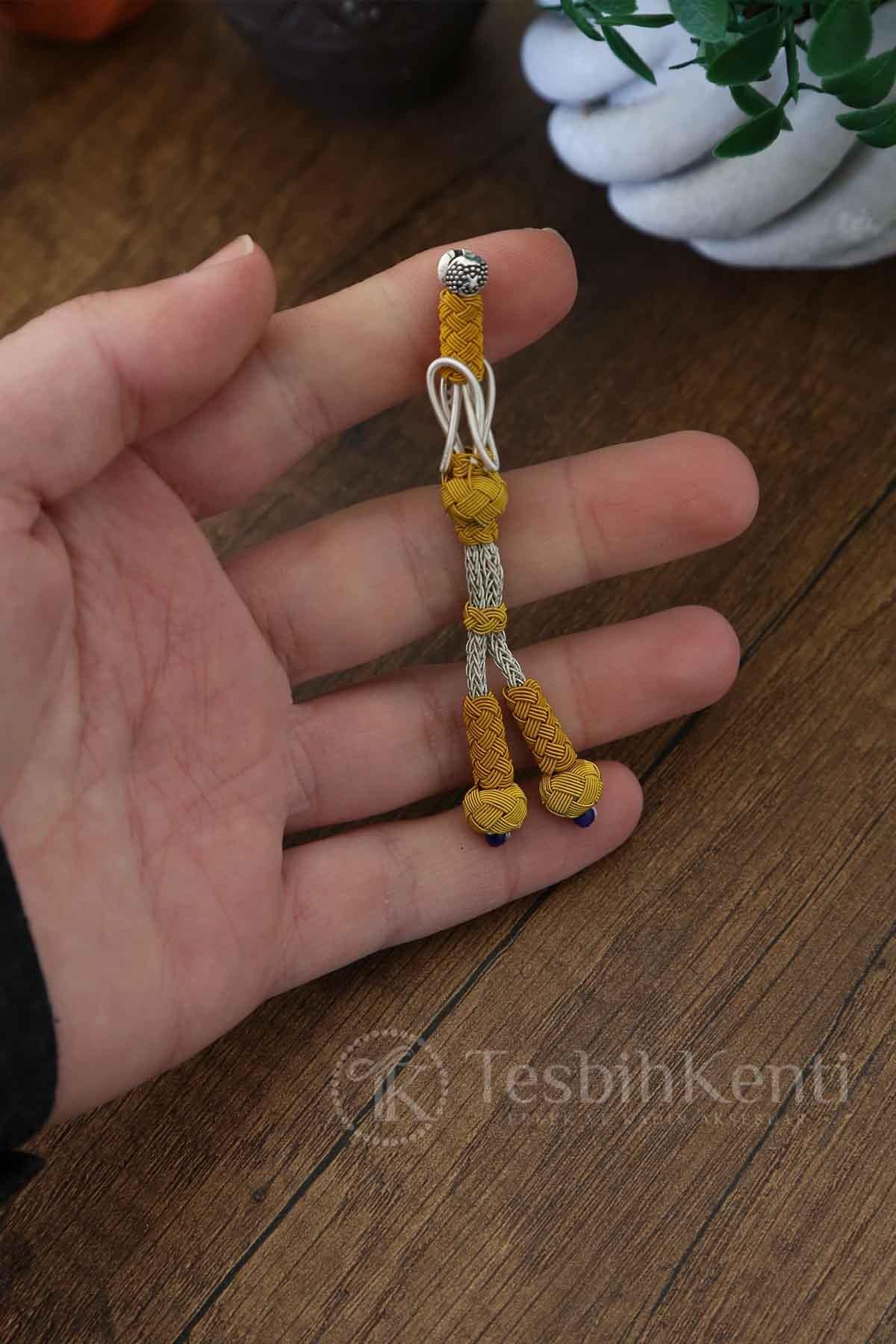 İkili Yeşil Renk Taşlı Sarı Renk Bakır Kazaz Tesbih Püskülü