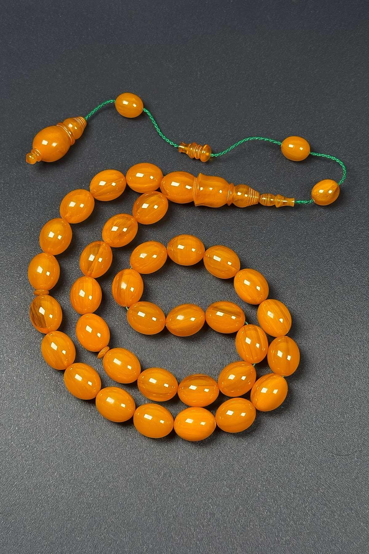 İri Boy Sıkma Kehribar Tesbih Usta İşçilik | Tesbih Kenti