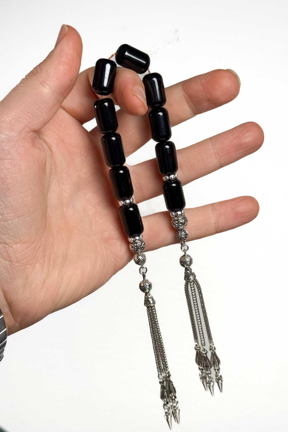 İri Boy Siyah Epoksi Malzeme Zaza Tesbih - TesbihKenti