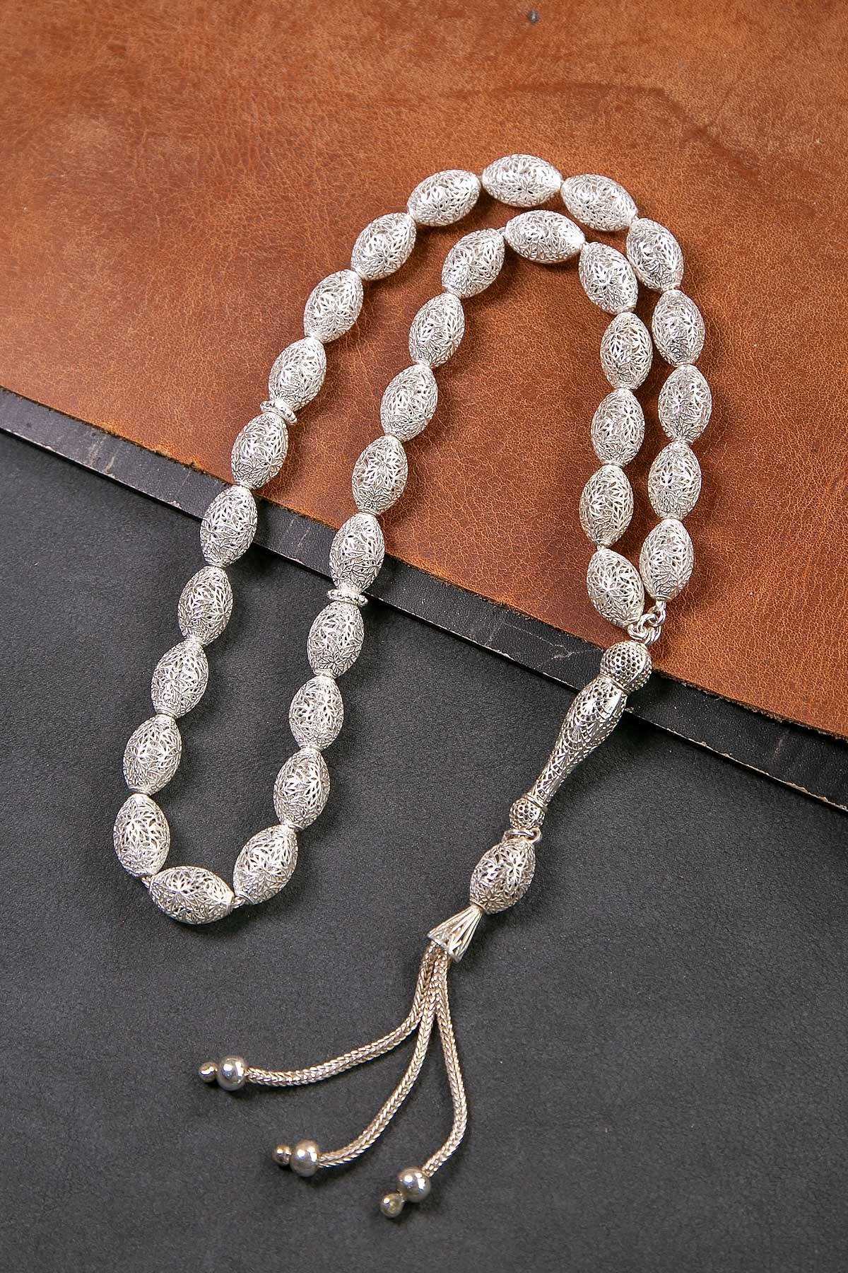 İri Taneli 925 Ayar 33'lük Saf Gümüş Tesbih