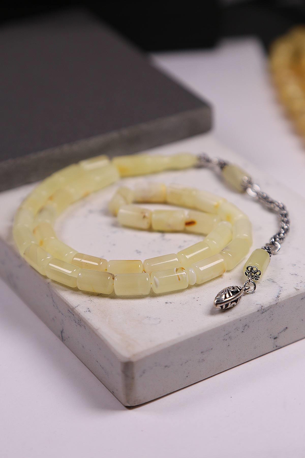 Kapsül Gümüş Püsküllü Damla Kehribar Tesbih - TesbihKenti