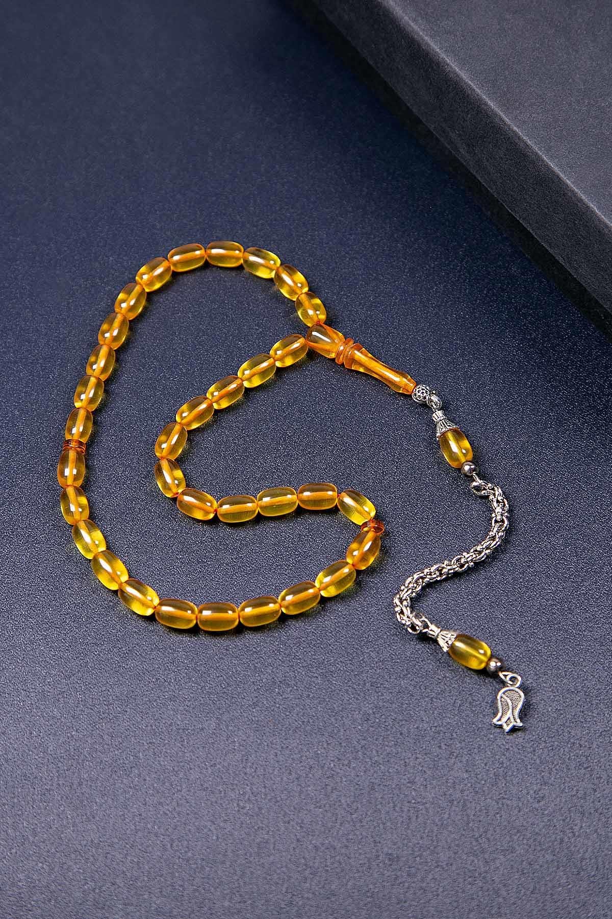 Kapsül Küçük Boy Sarı Renk Ateş Kehribar Tesbih