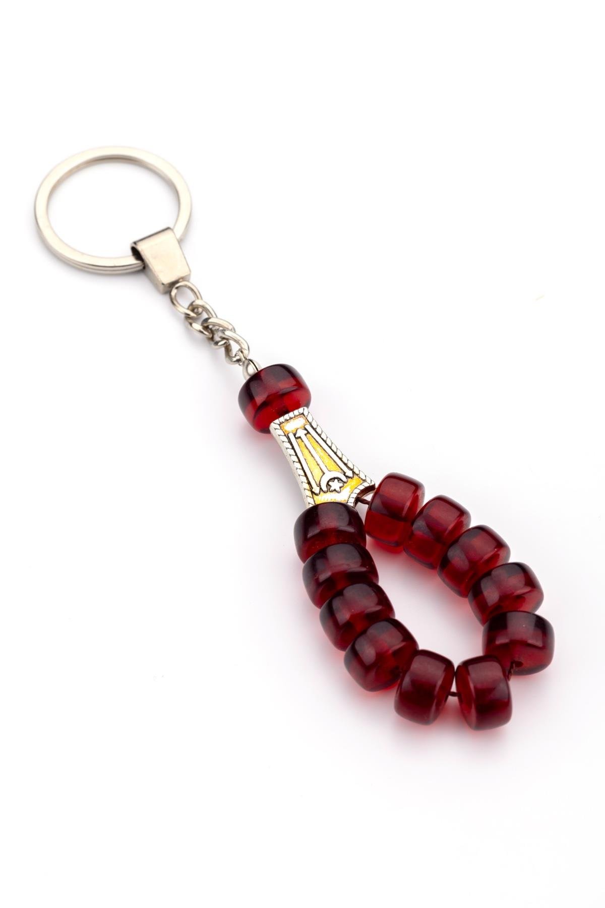 Kültürel Şıklık Koyu Kırmızı Tesbih Anahtarlık