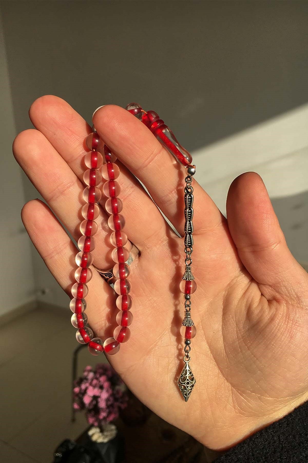 Küre Tane Bilek Boy Şeffaf Renk Toz Kehribar Tesbih