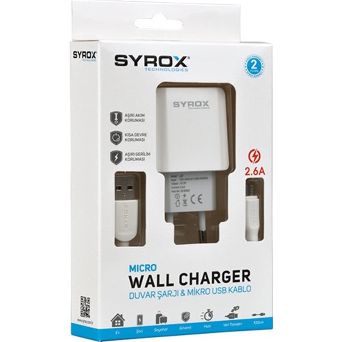 Orjinal Syrox 2.6A Micro Hızlı Şarj Aleti