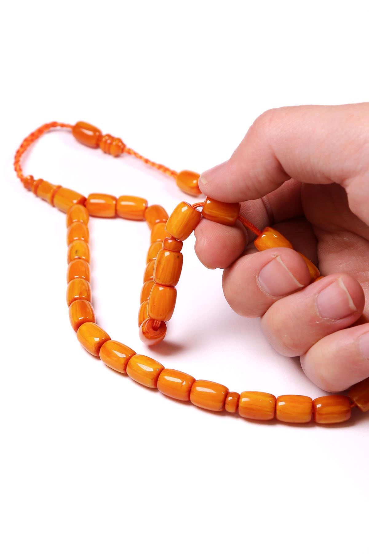Örme Püskül Eskitme Sıkma Kehribar Tesbih | Tesbih Kenti