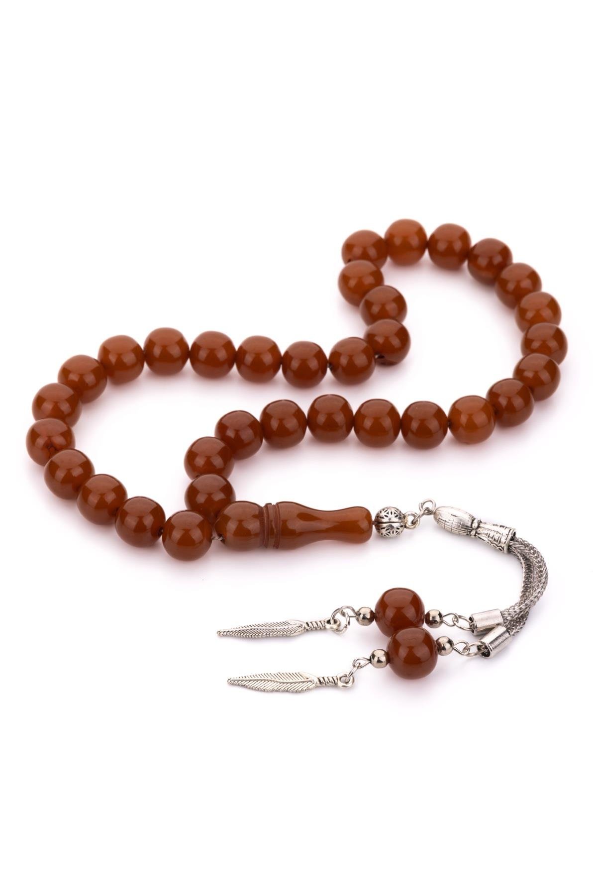 Orta Boy Küre Kahverengi Toz Kehibar Tesbih