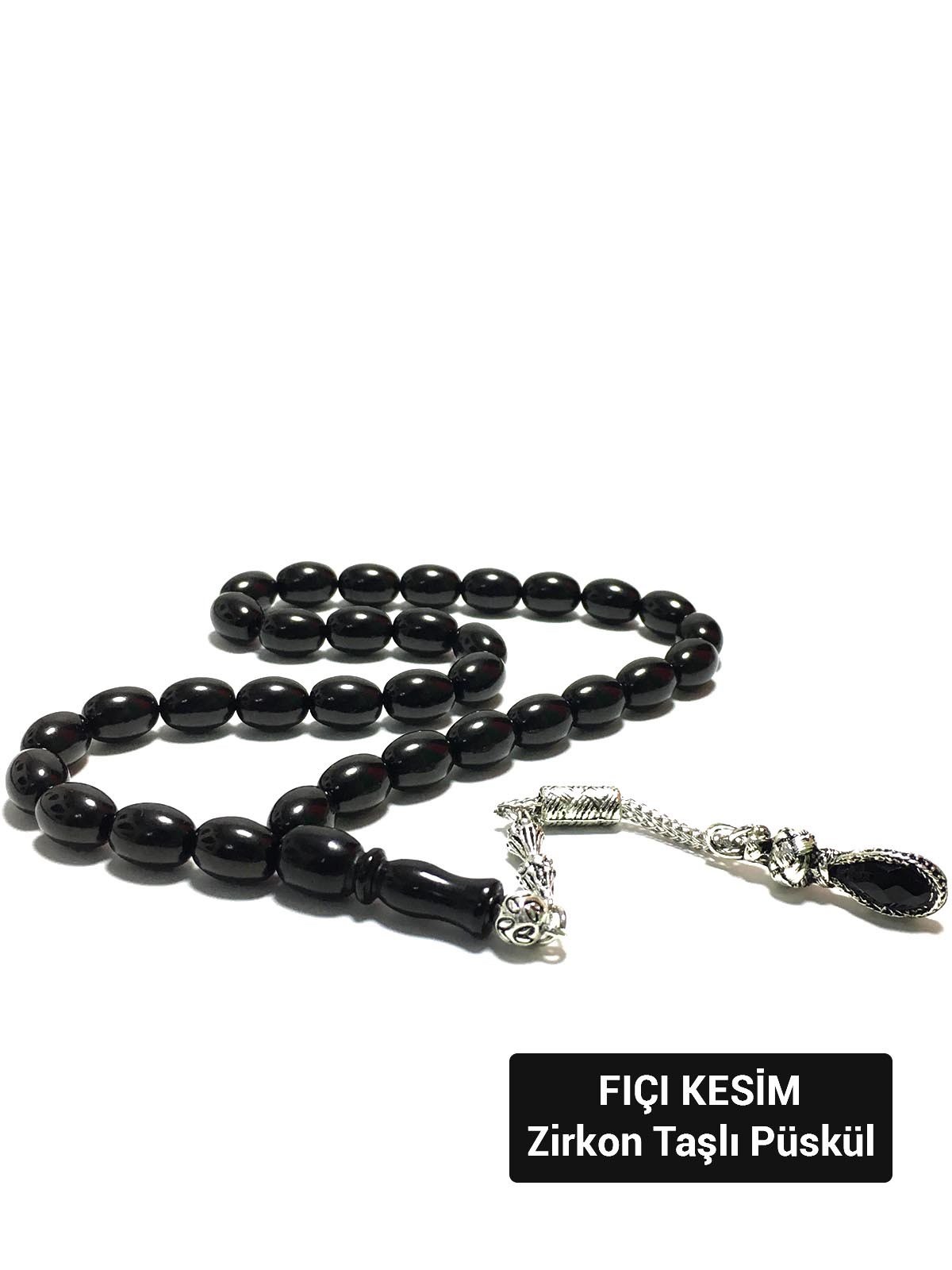 Orta Boy Oltu Taşı Tesbih Kaygan Çekimli