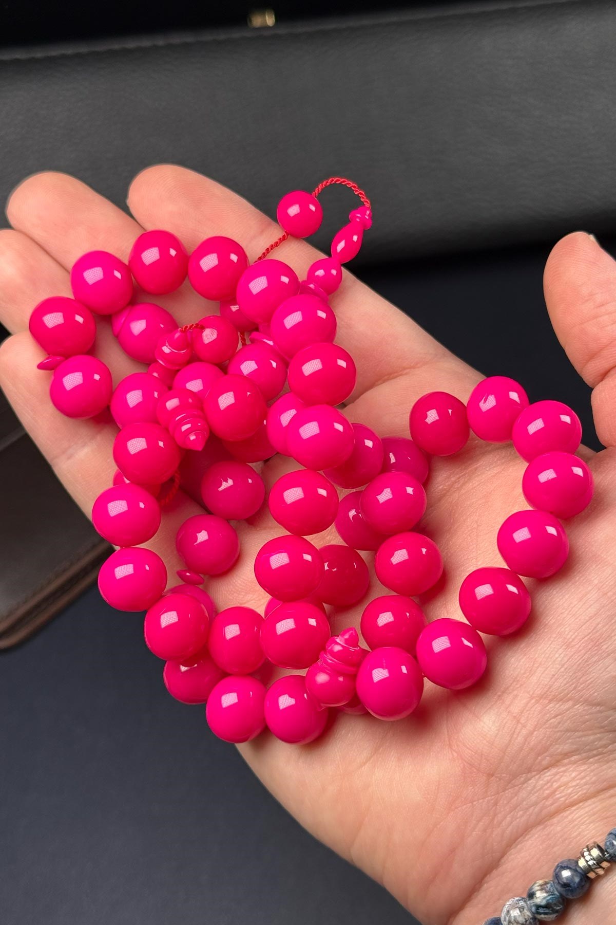 Pembe 45'li Eski Malzeme Bowling Topu Arap Model Tesbih | Tesbih Kenti