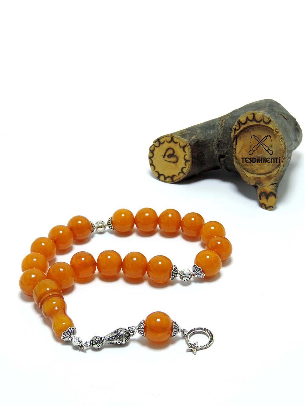 Portakal Rengi 17 lik Toz Kehribar Efe Tesbih