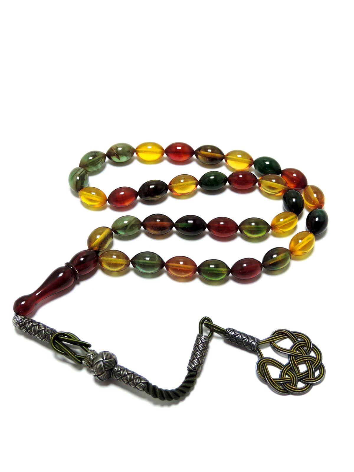 Renk Karması Gümüş Kazaz Püskül Sıkma Kehribar