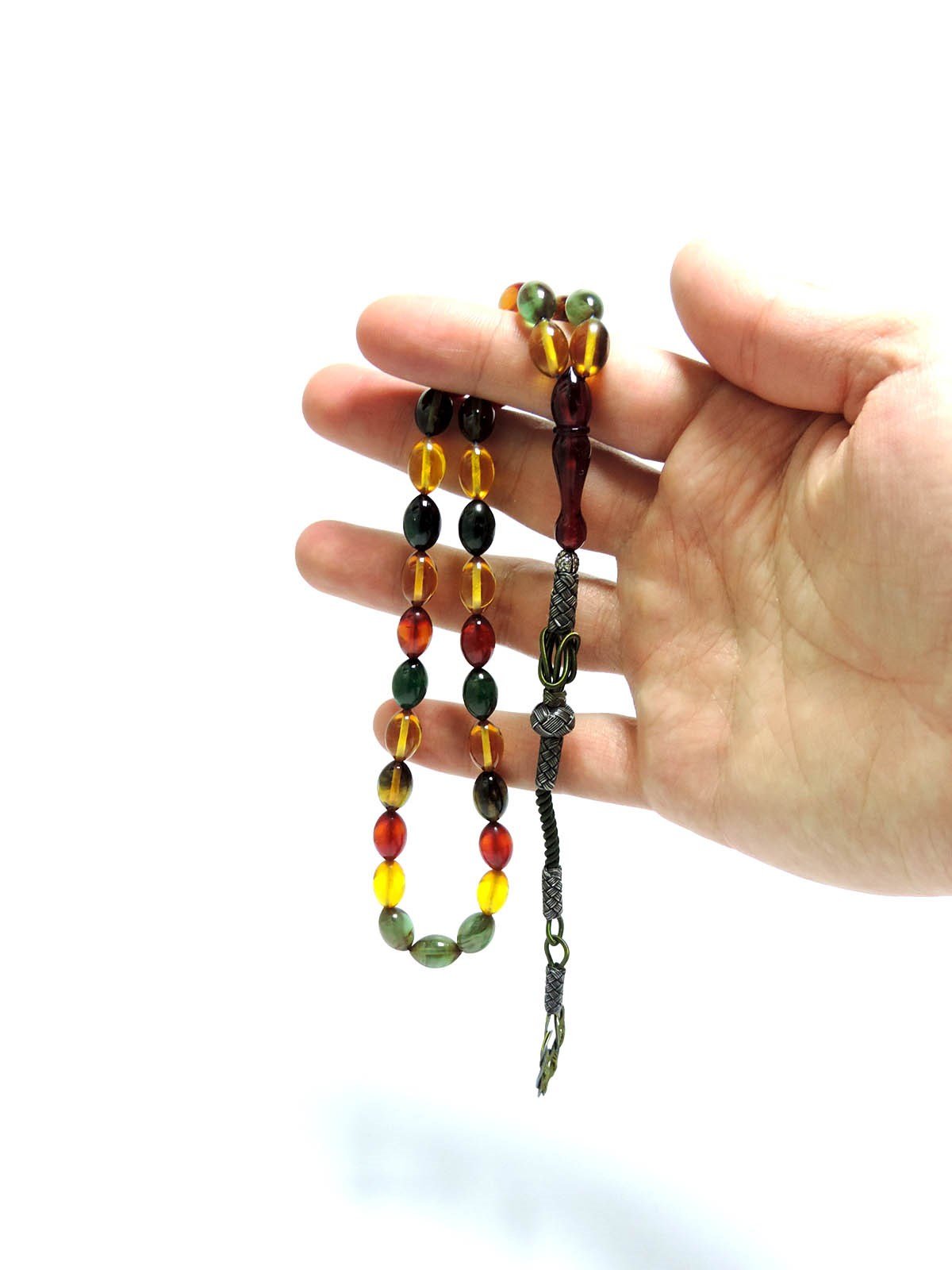 Renk Karması Gümüş Kazaz Püskül Sıkma Kehribar