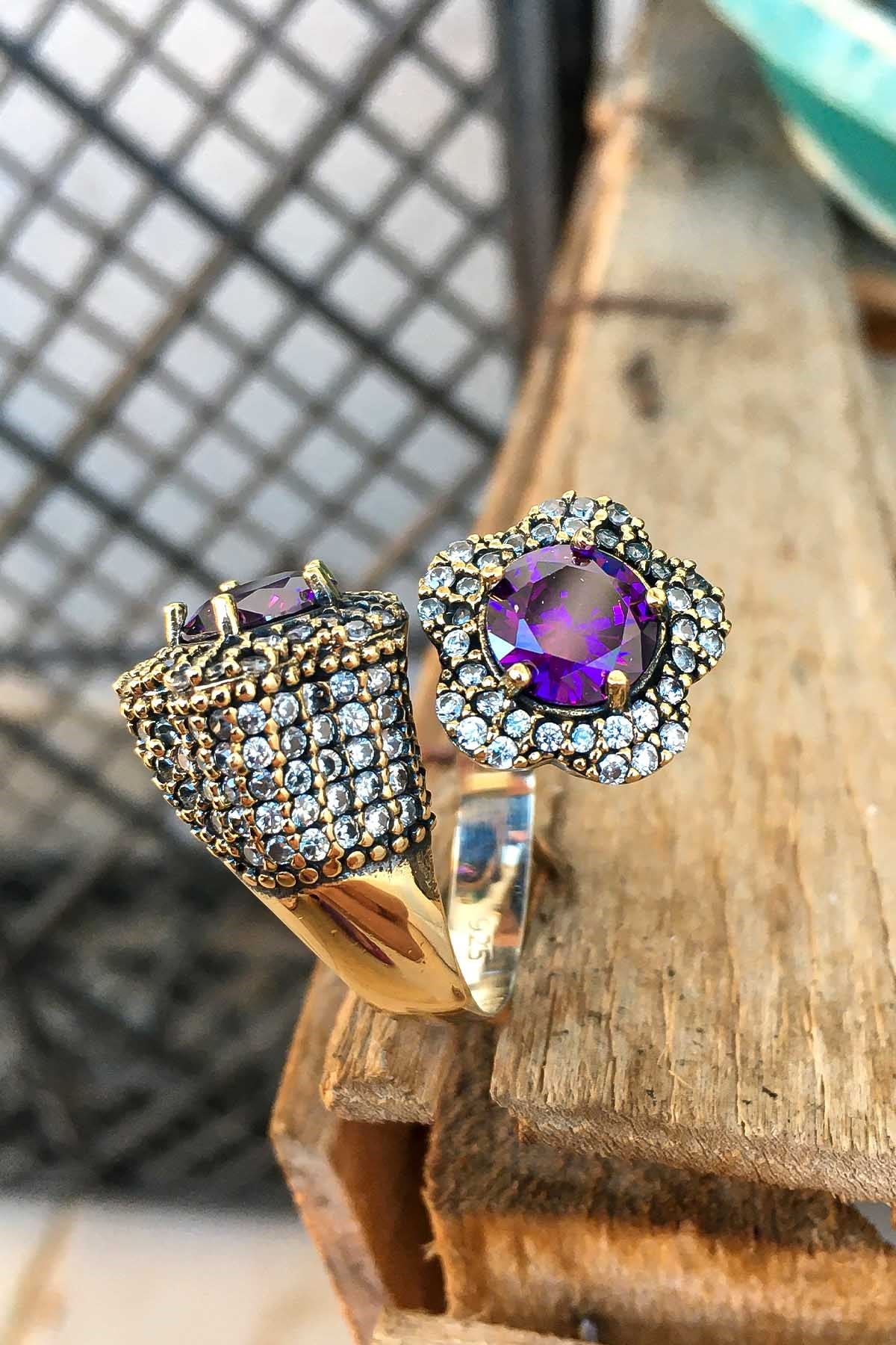Safir Taşlı Otantik Model Kadın Gümüş Yüzük