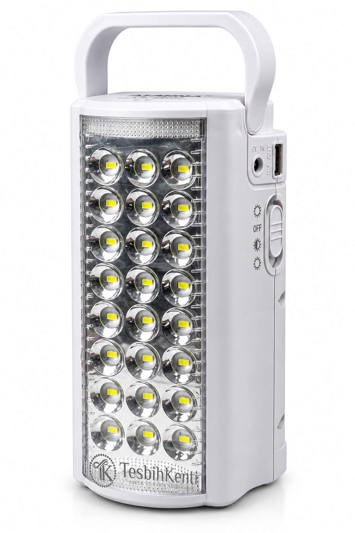 Şarj Edilebilir 24 LED Beyaz Işıldak 6V Akülü USB Girişli | TesbihKenti