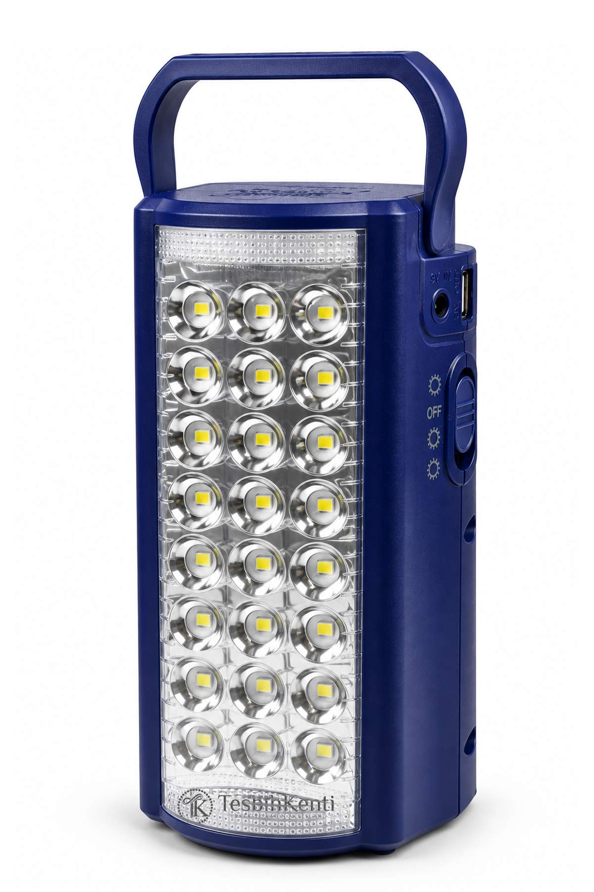 Şarj Edilebilir 24 LED Mavi Işıldak 6V Akülü USB Girişli | TesbihKenti