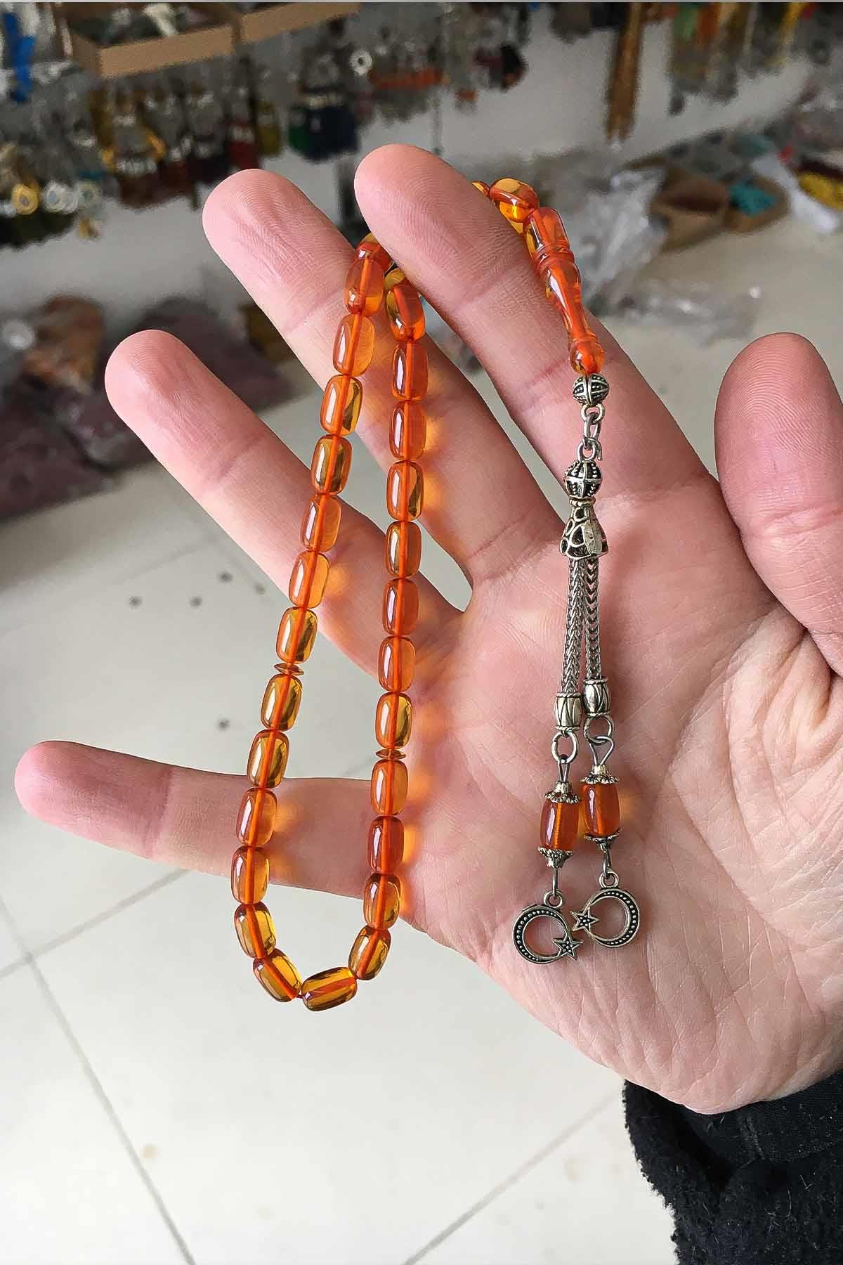 Şeffaf Turuncu Kapsül Tane Küçük Boy Ateş Kehribar