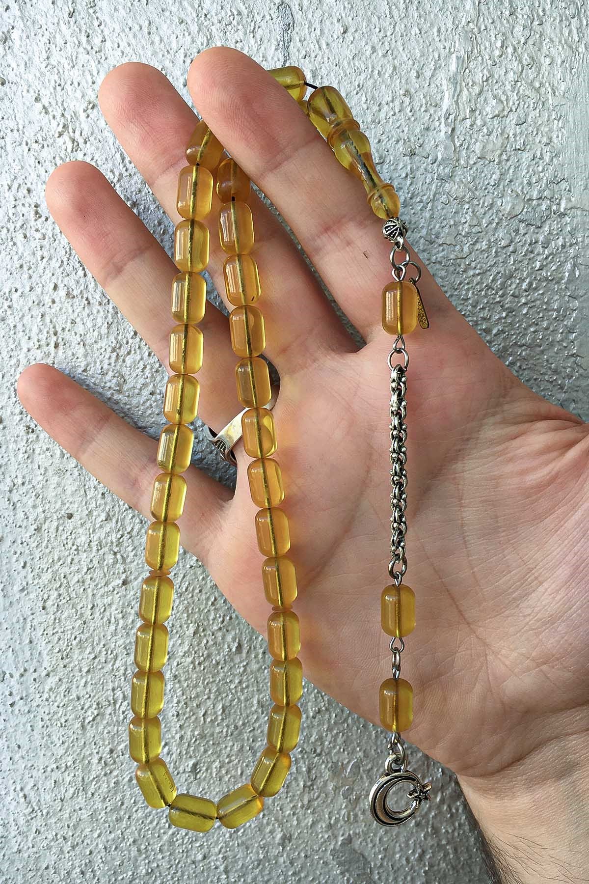 Tek Dal Püsküllü Usta İşçilik Kapsül Tane Zar Kehribar Tesbih