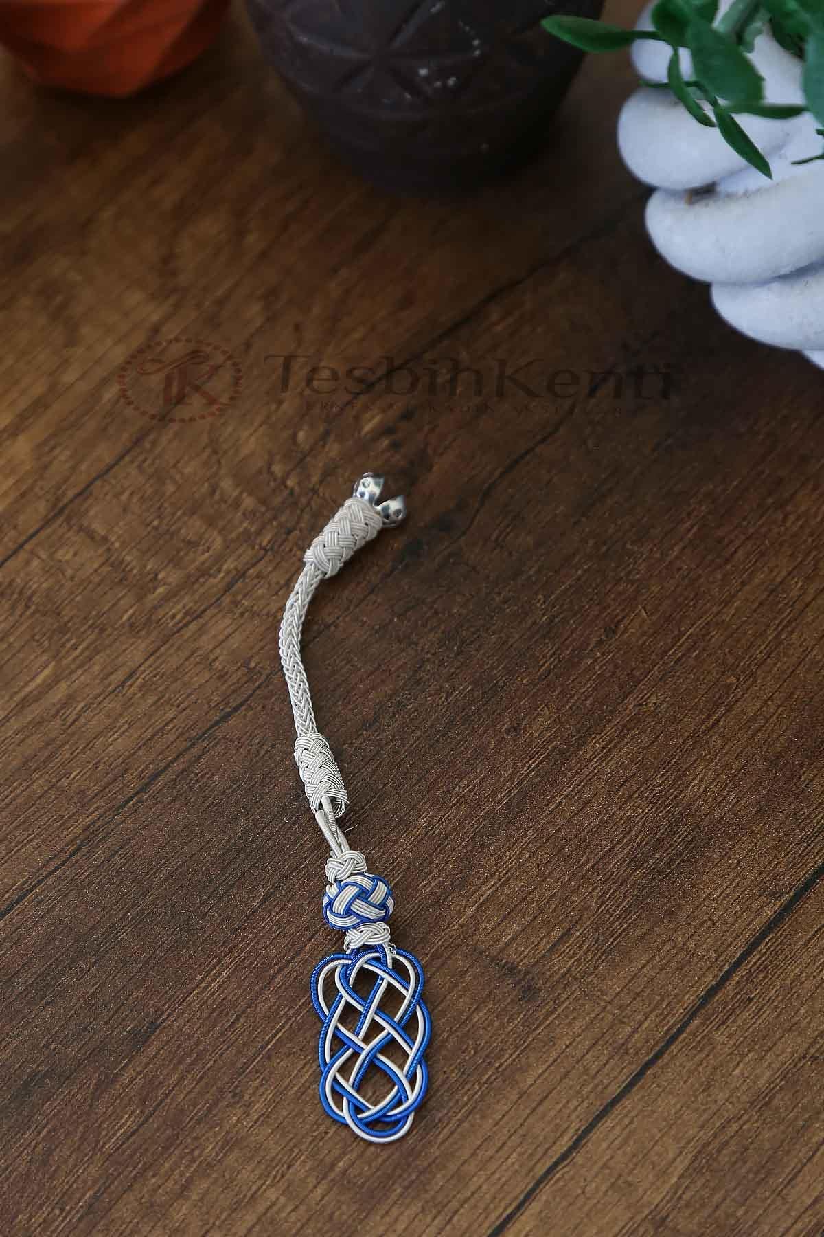 Tekli Mavi Renk Bakır Kazaz Tesbih Püskülü