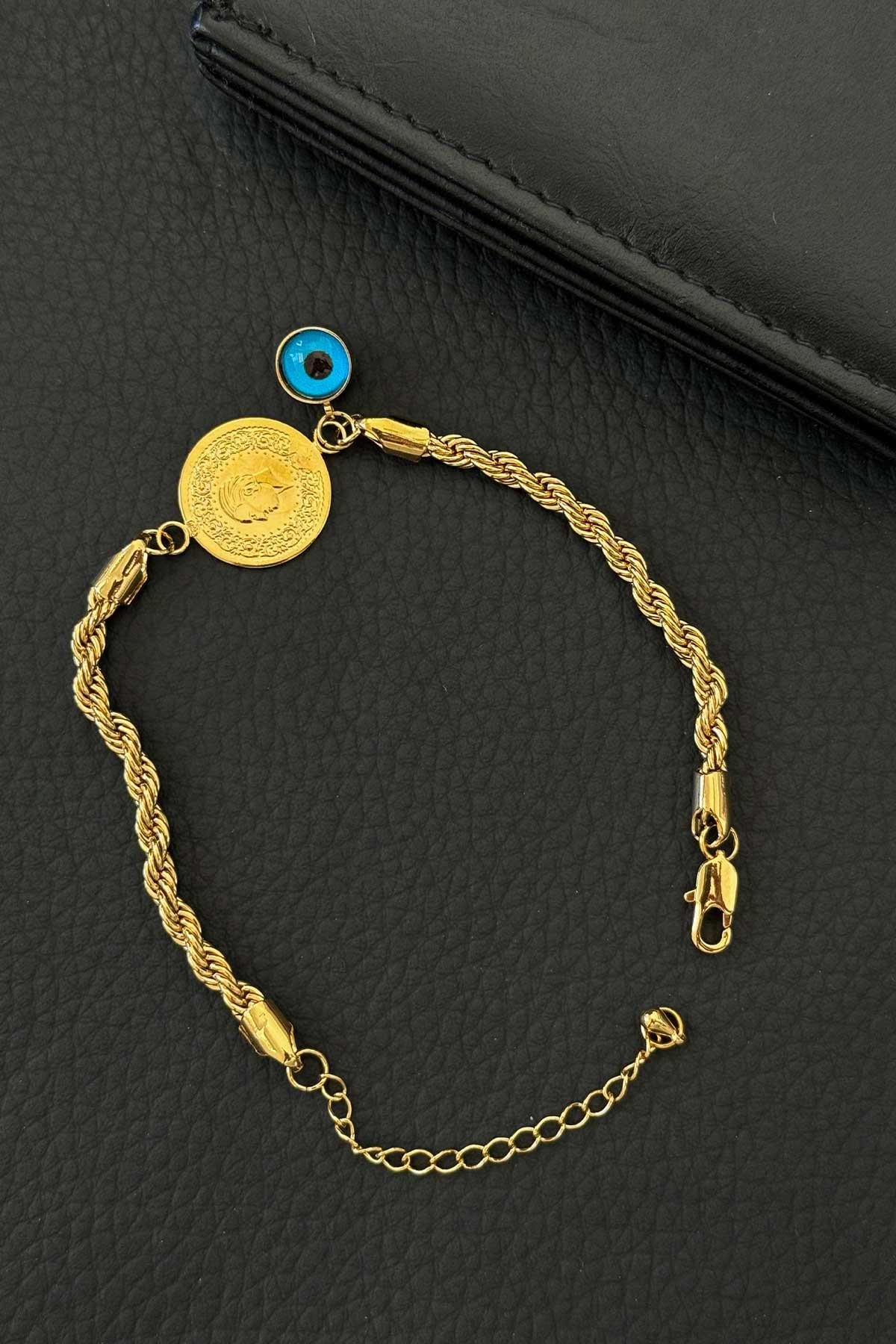 Tuğra Model Çelik Gold Renk Kadın Bileklik