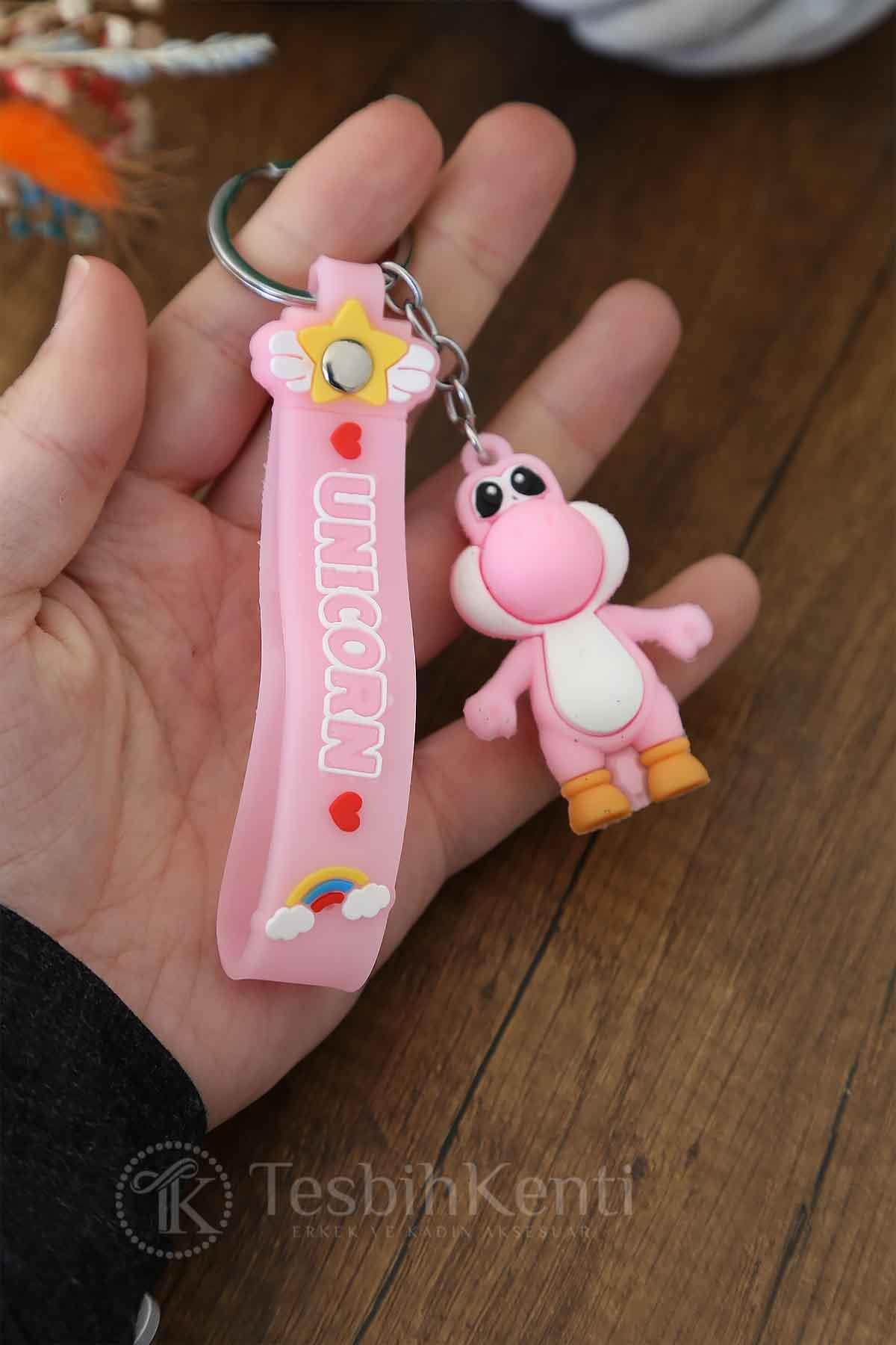 Unicorn Yazılı Açık Pembe Renk Silikon Anahtarlık