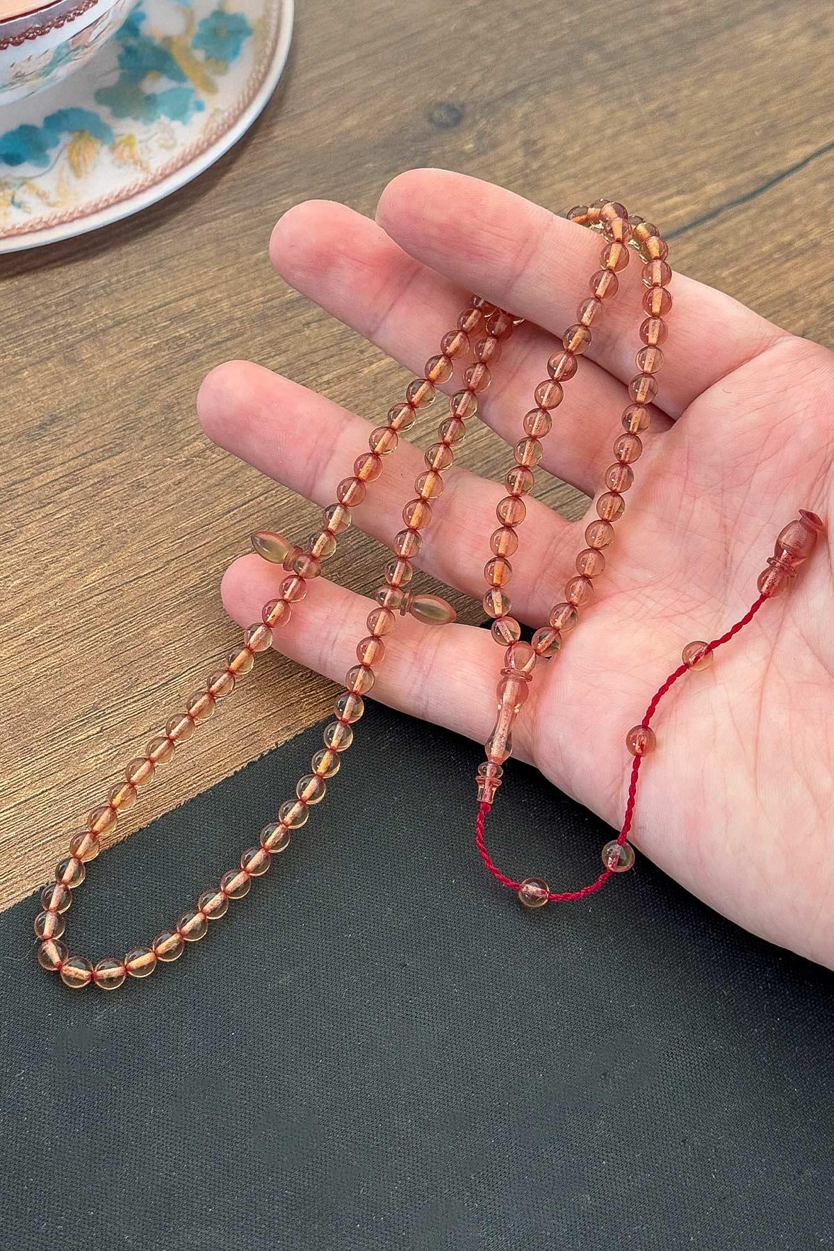 Usta Ellerden Küçük Boy 99'luk Gri Renk Ateş Kehribar Tesbih