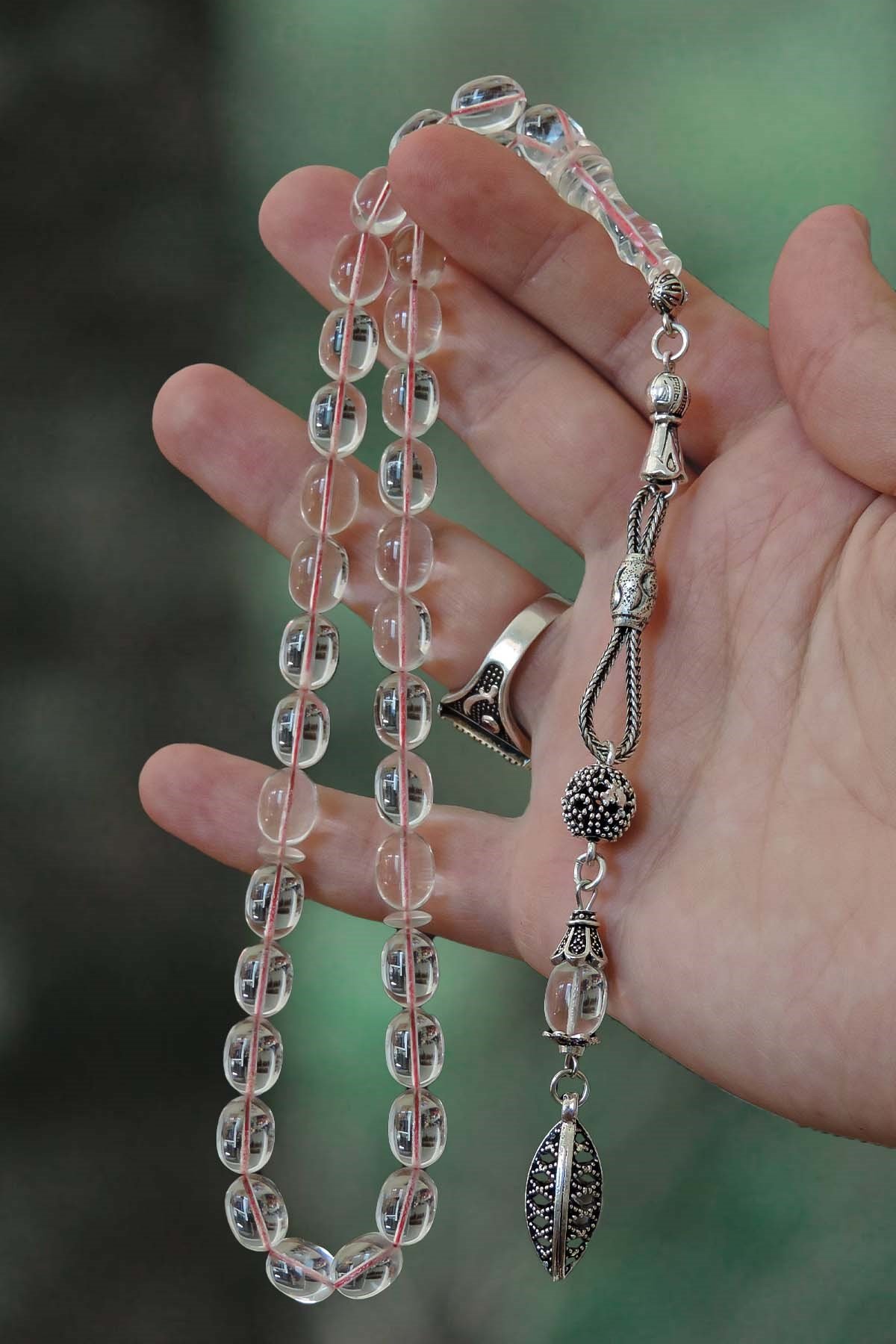 Usta İşçilik Gümüş Kaplama Püsküllü Uçak Cami Tesbih