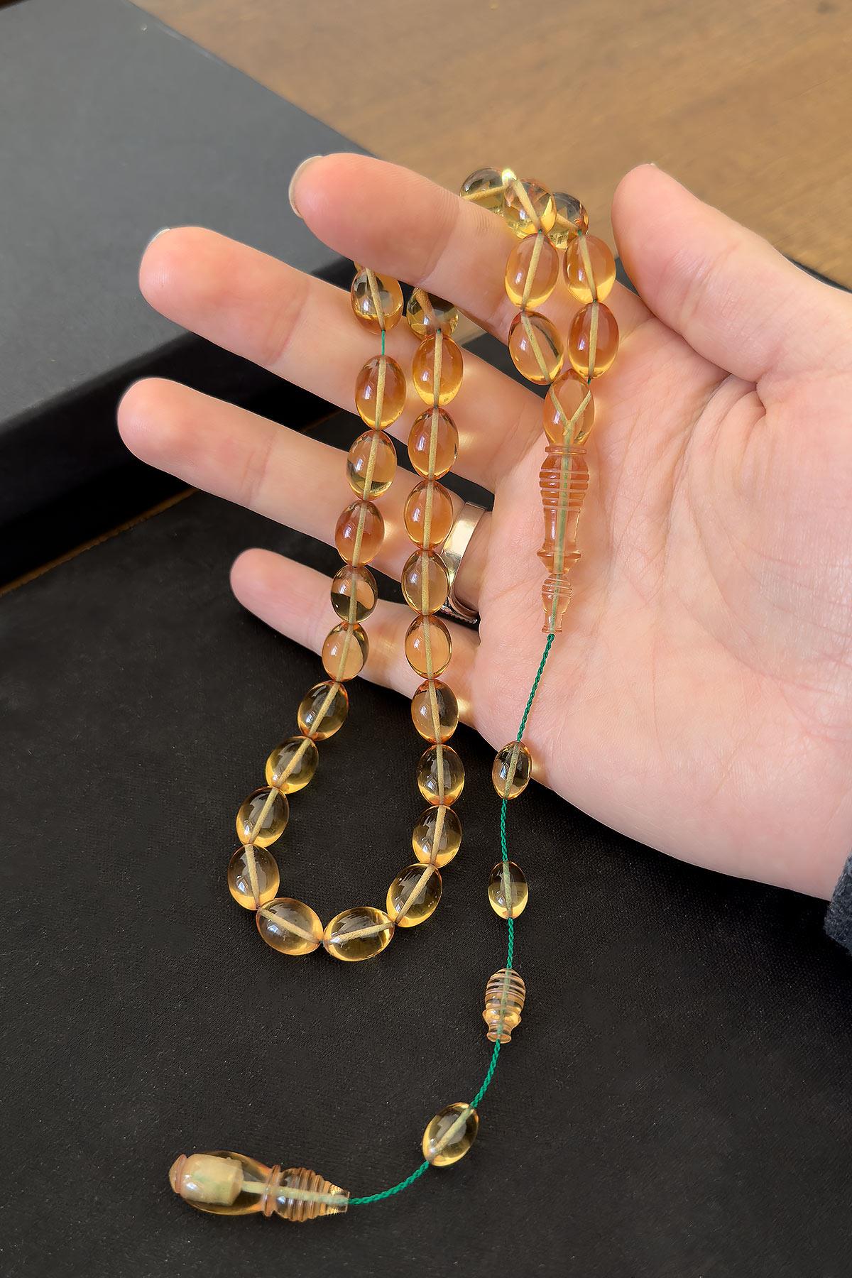 Usta İşçilik Güzel Çekimli Ateş Kehribar Tesbih