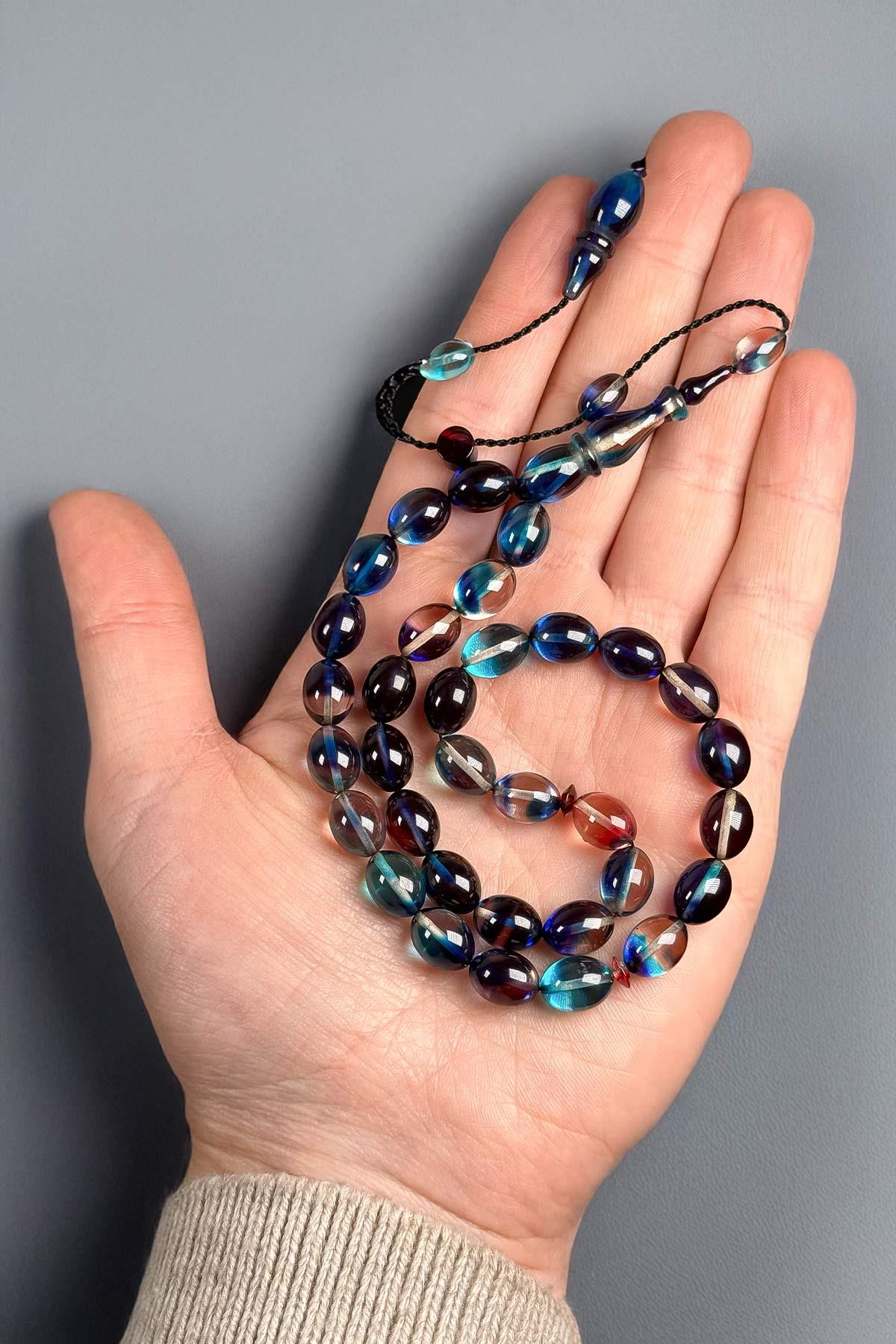 Usta İşçilik Mavi Ateş Kehribar Tesbih | Tesbih Kenti