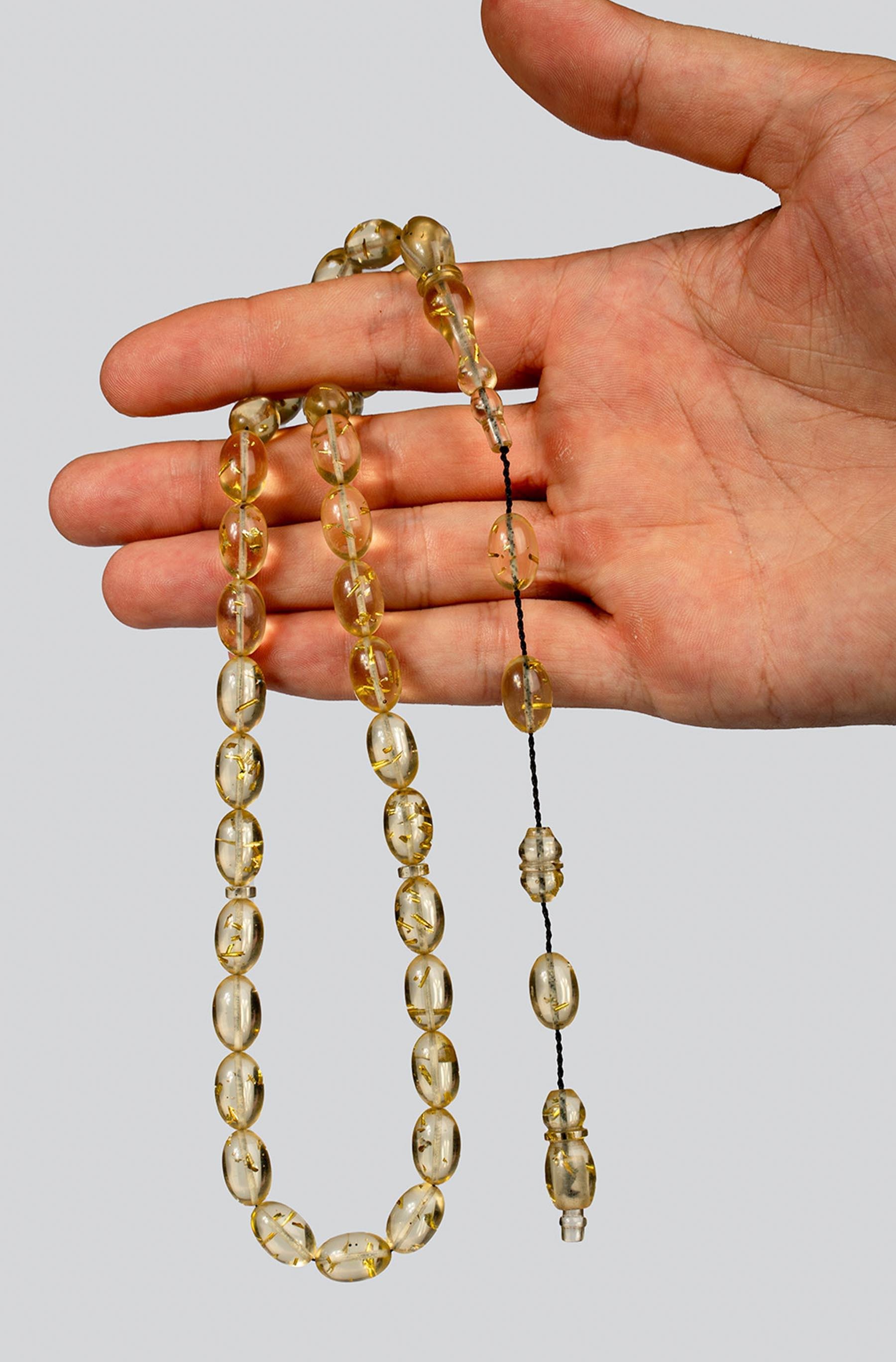 Usta İşçilik Sarı Renk Uçak Camı Tesbih