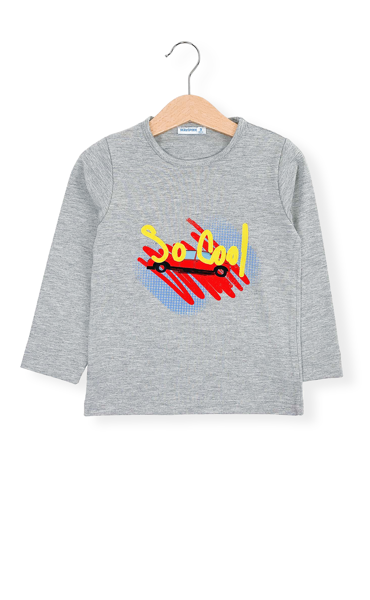 2101016 Erkek Çocuk Arabalı Uzun Kol T-Shirt Gri