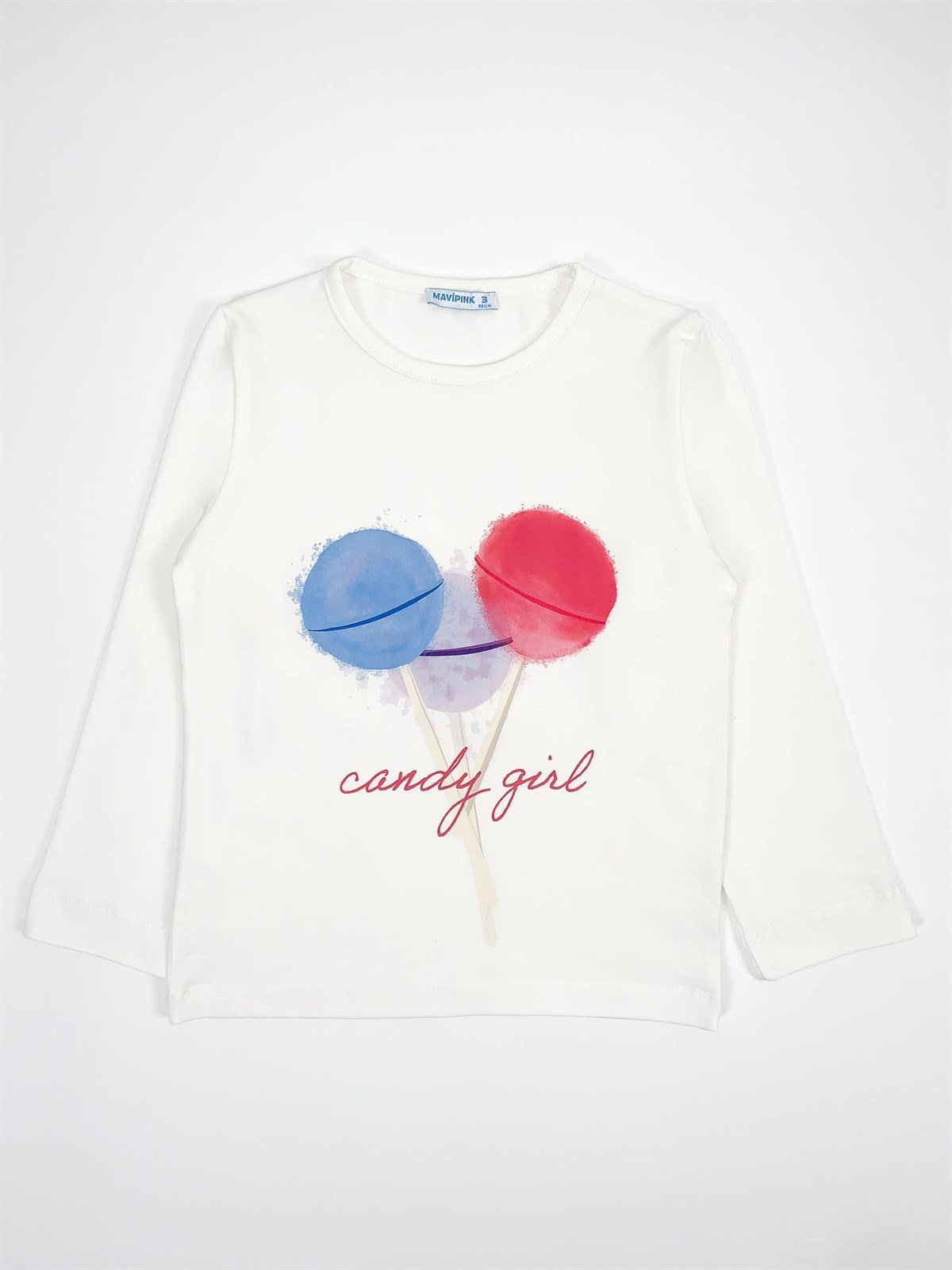 2101019 Kız Çocuk Candy Girl Uzun Kol T-Shirt Ekru