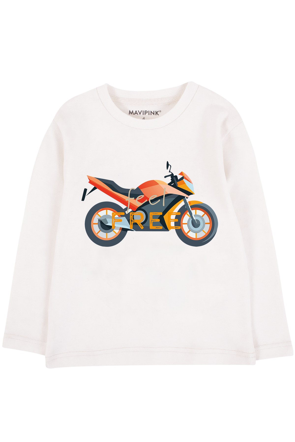 241040013 Erkek Çocuk Feel Free Motorsiklet Uzun Kol T-Shirt Ekru