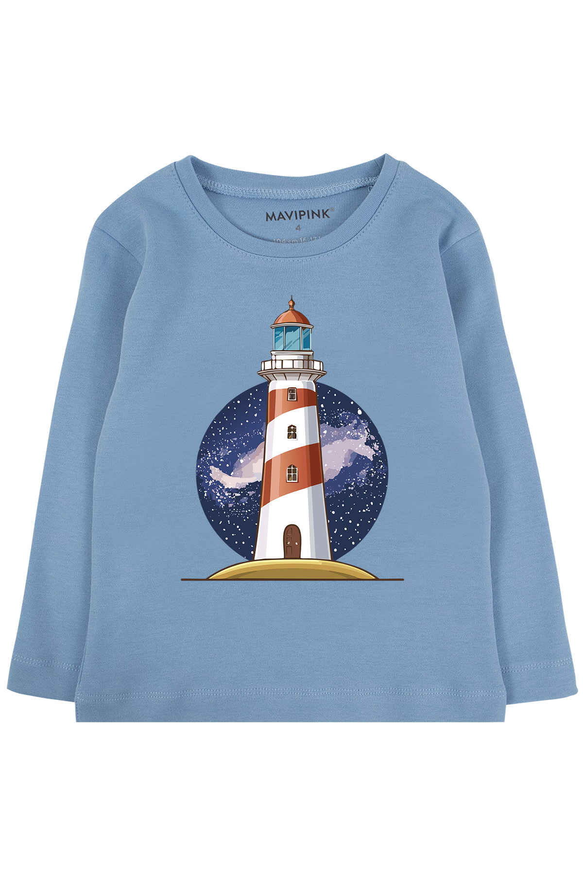 24104007 Erkek Çocuk Deniz Feneri Uzun Kol T-Shirt Gök Mavisi