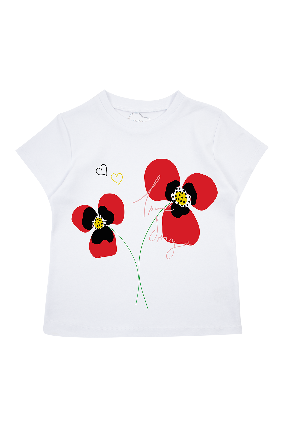 24SS0430 Gelincik Çiçeği Baskılı Tişört Beyaz