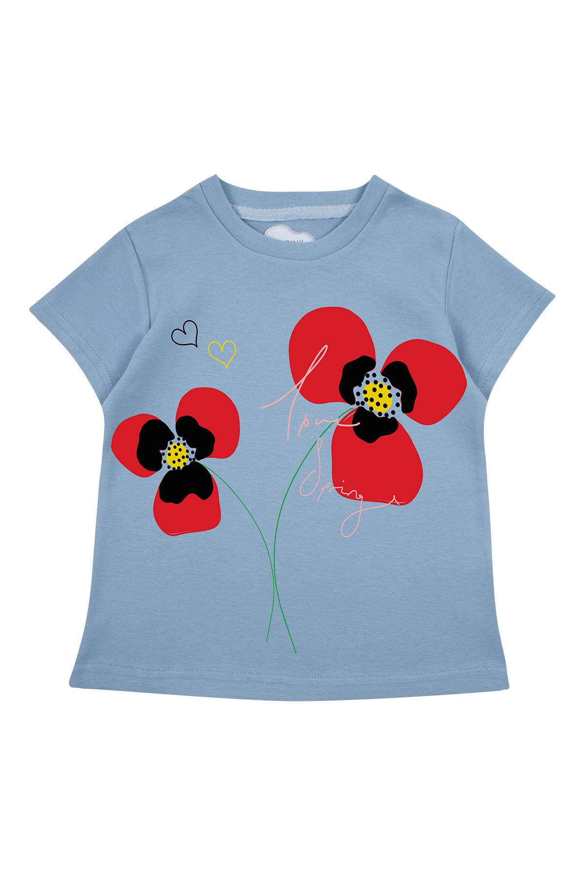 24SS0438 Gelincik Çiçeği Baskılı Tişört Mavi