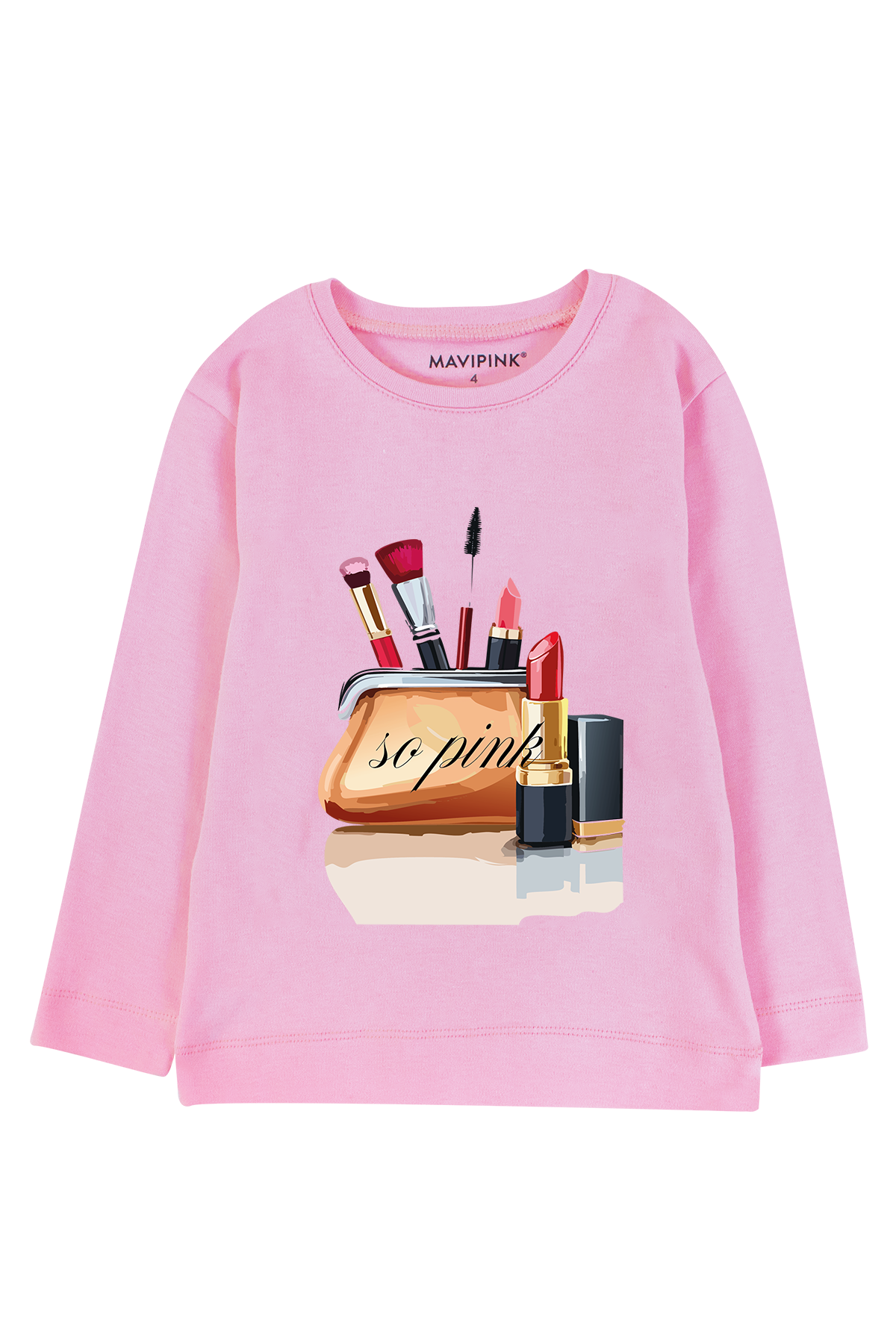 Mavipink 242040085 Kız Çocuk Pamuklu So Pink Pembe Uzun Kol T-Shirt