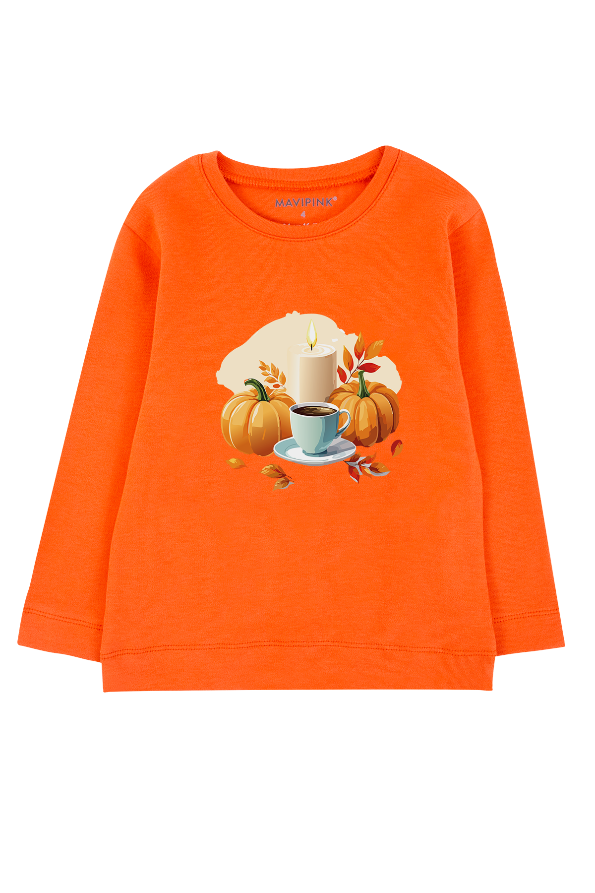 Mavipink 242040091 Kız Çocuk Pamuklu Balkabağı Turuncu Uzun Kol T-Shirt