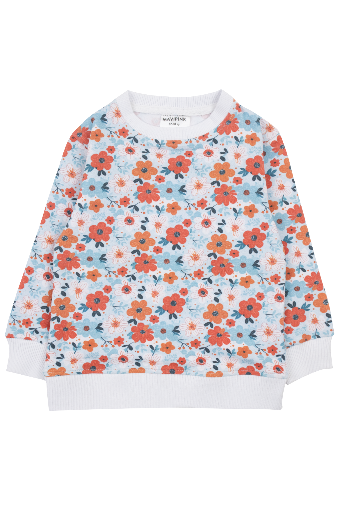 Mavipink 24601003 Kız Çocuk 2 İp Pamuklu Çiçekli Sweatshirt 