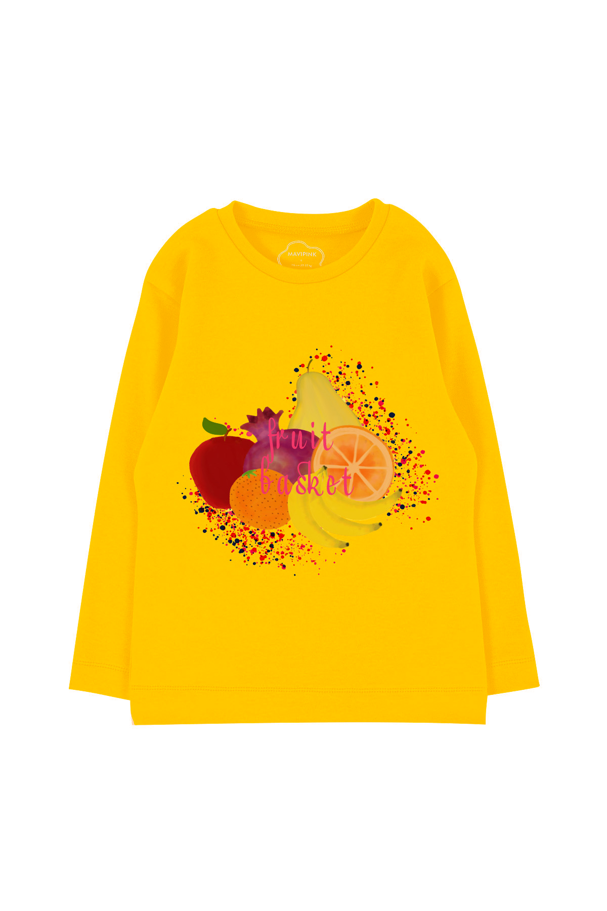 Mavipink 24SS0418 Fruit Basket Long Sleeve T-Shirt Yellow