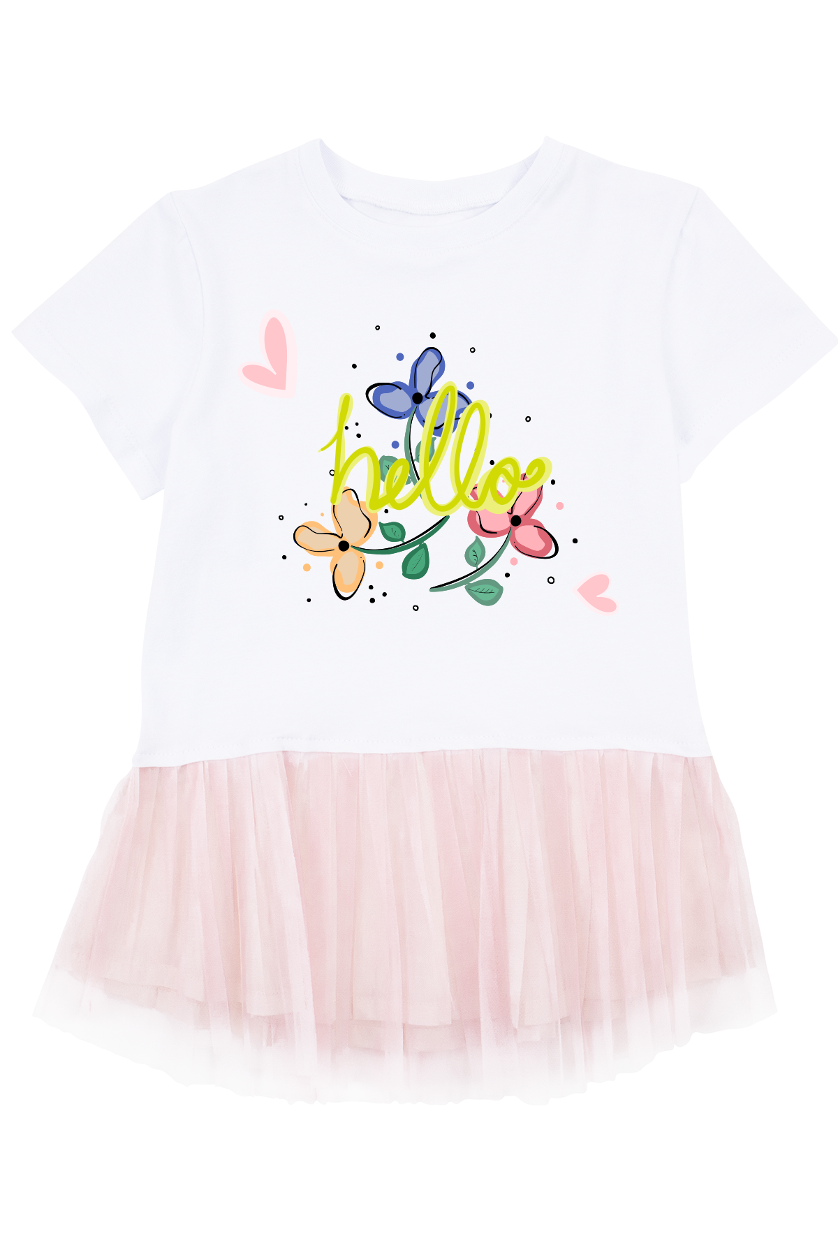 Mavipink 24SS1102-1 Hello Çiçek Pembe Renk Tütü Elbise