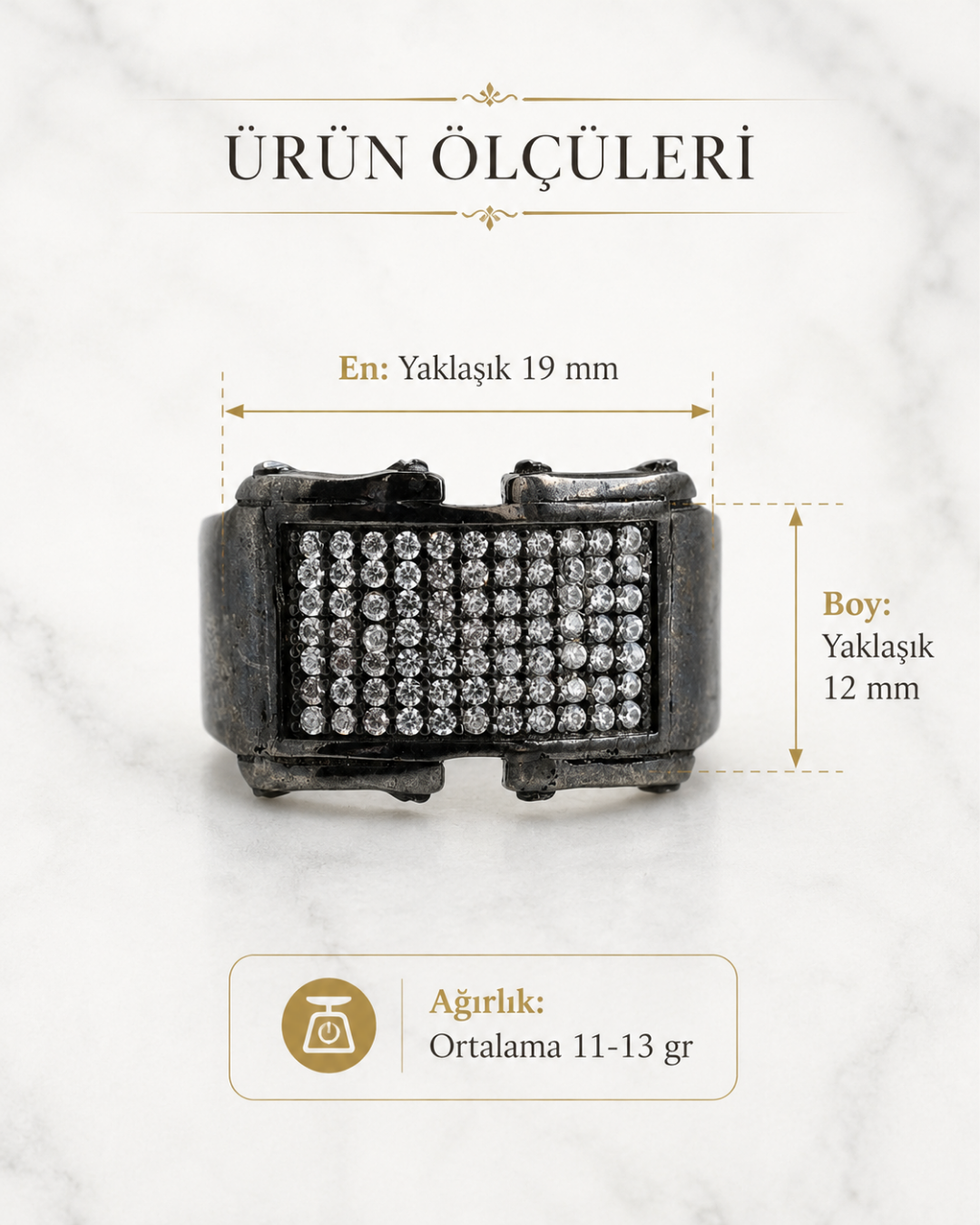Beyaz Mozaik Erkek Gümüş Yüzük