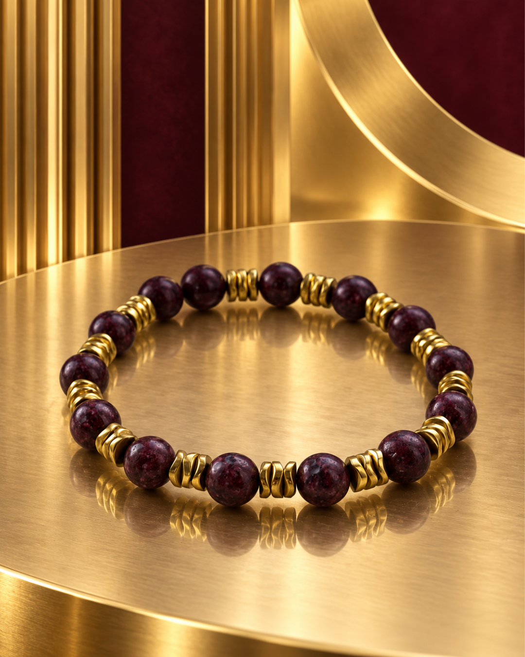 Bordo Ritim Garnet Taşlı Bileklik
