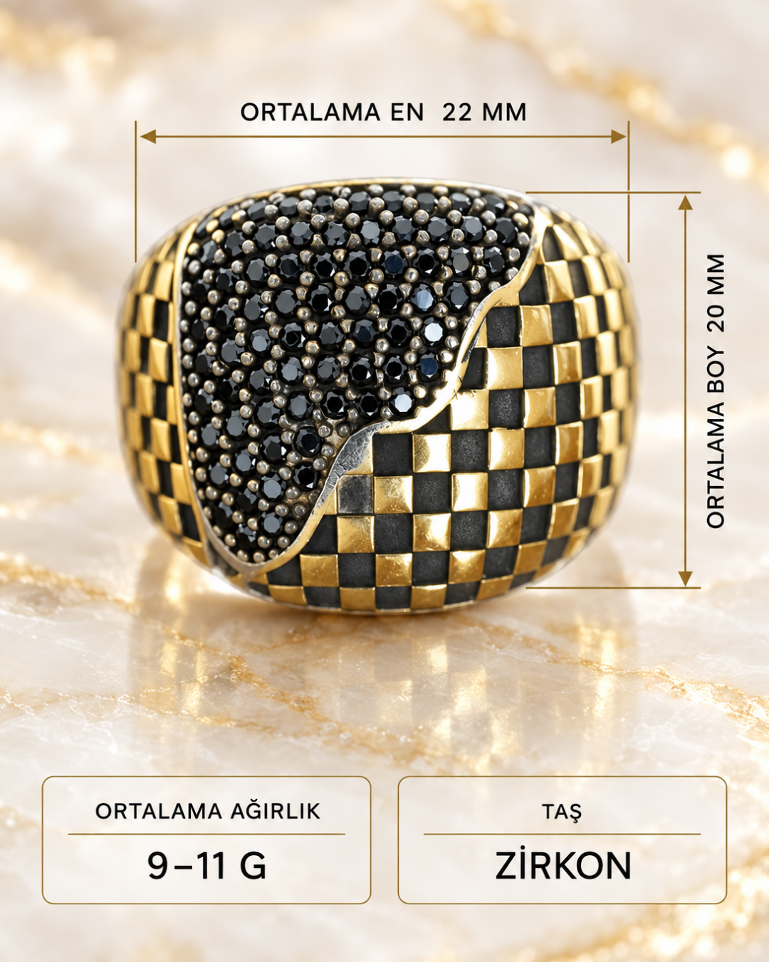 Dama İmza Zirkon Taşlı Gümüş Yüzük