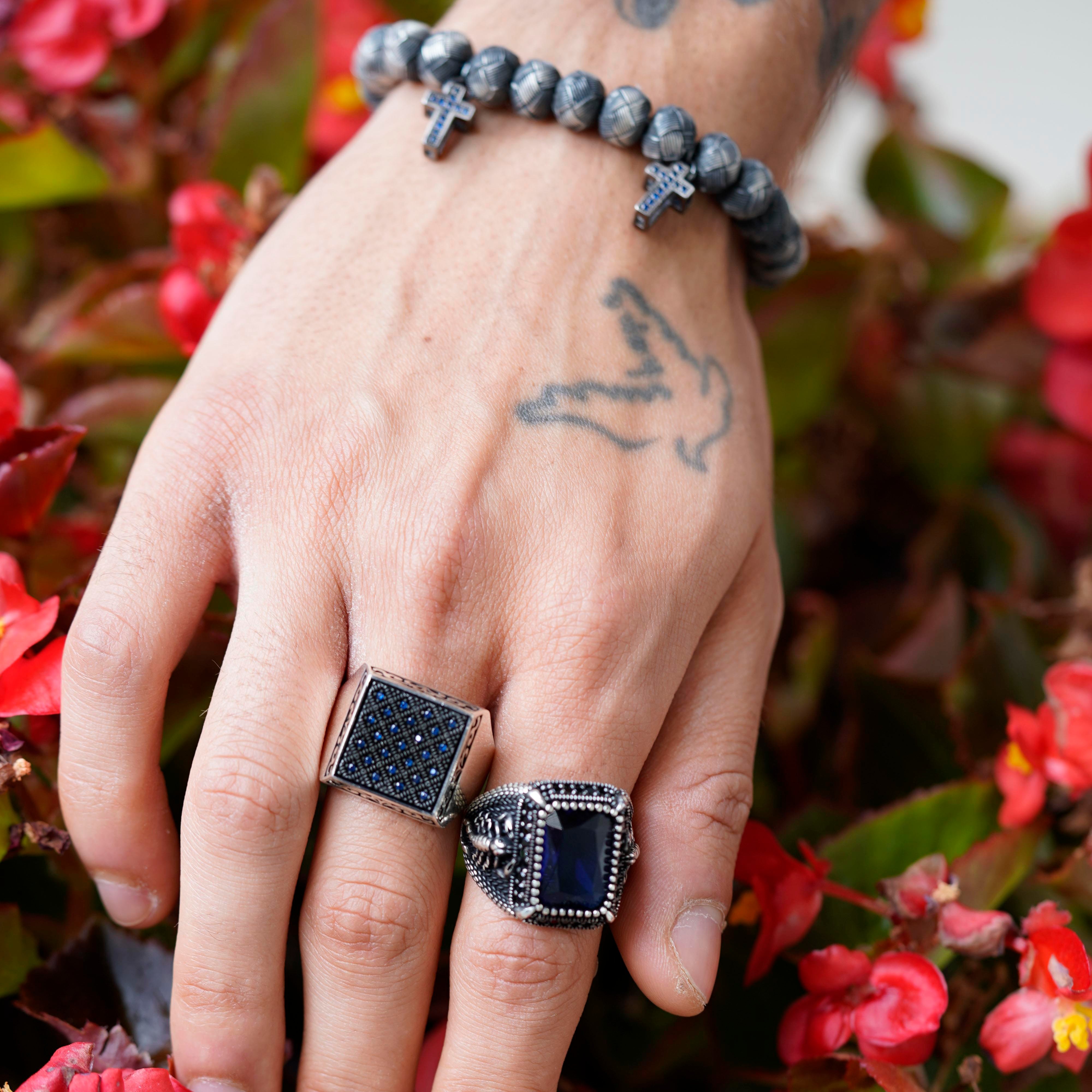 Dark Soul, Blue Cross, Unisex Bracelet