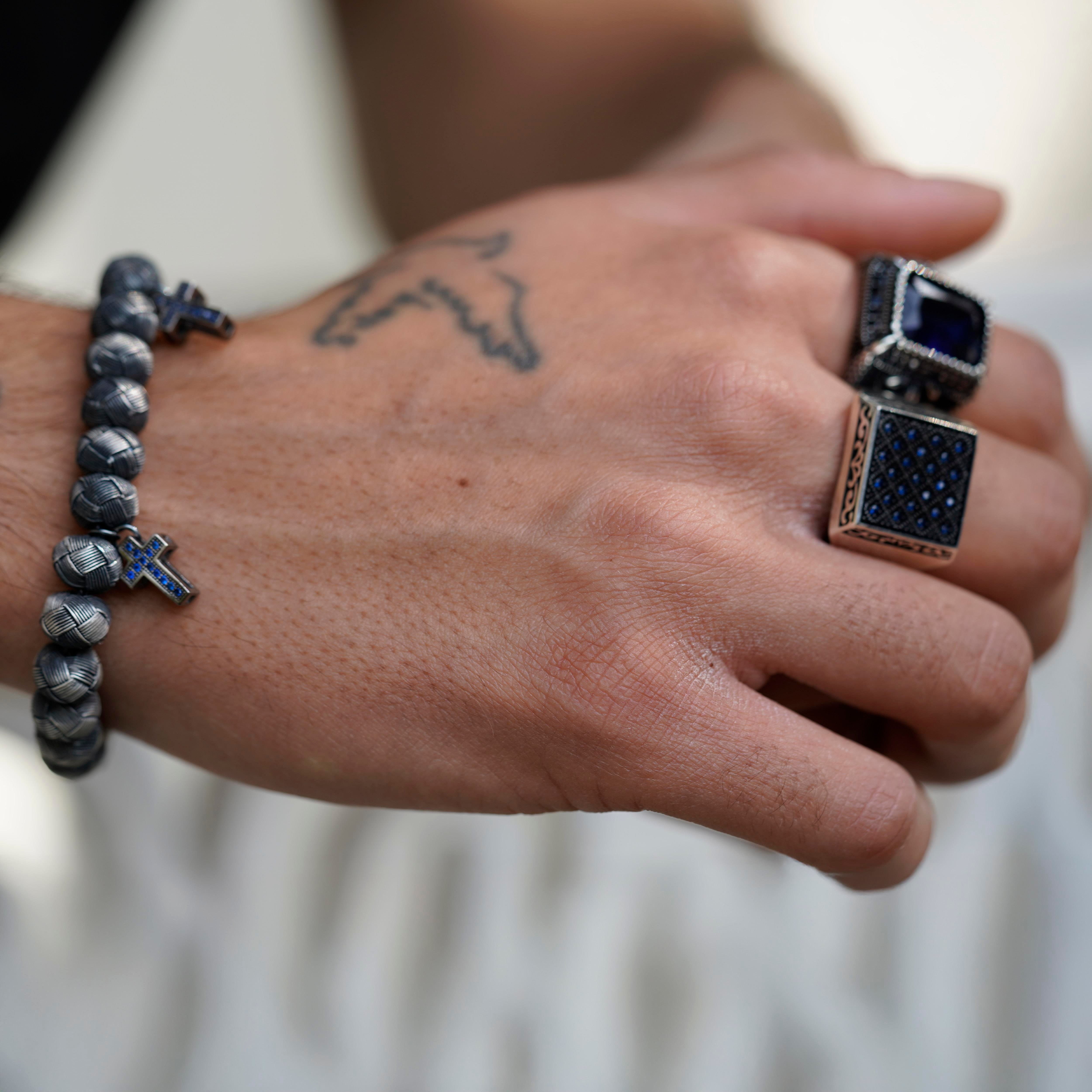 Dark Soul, Blue Cross, Unisex Bracelet