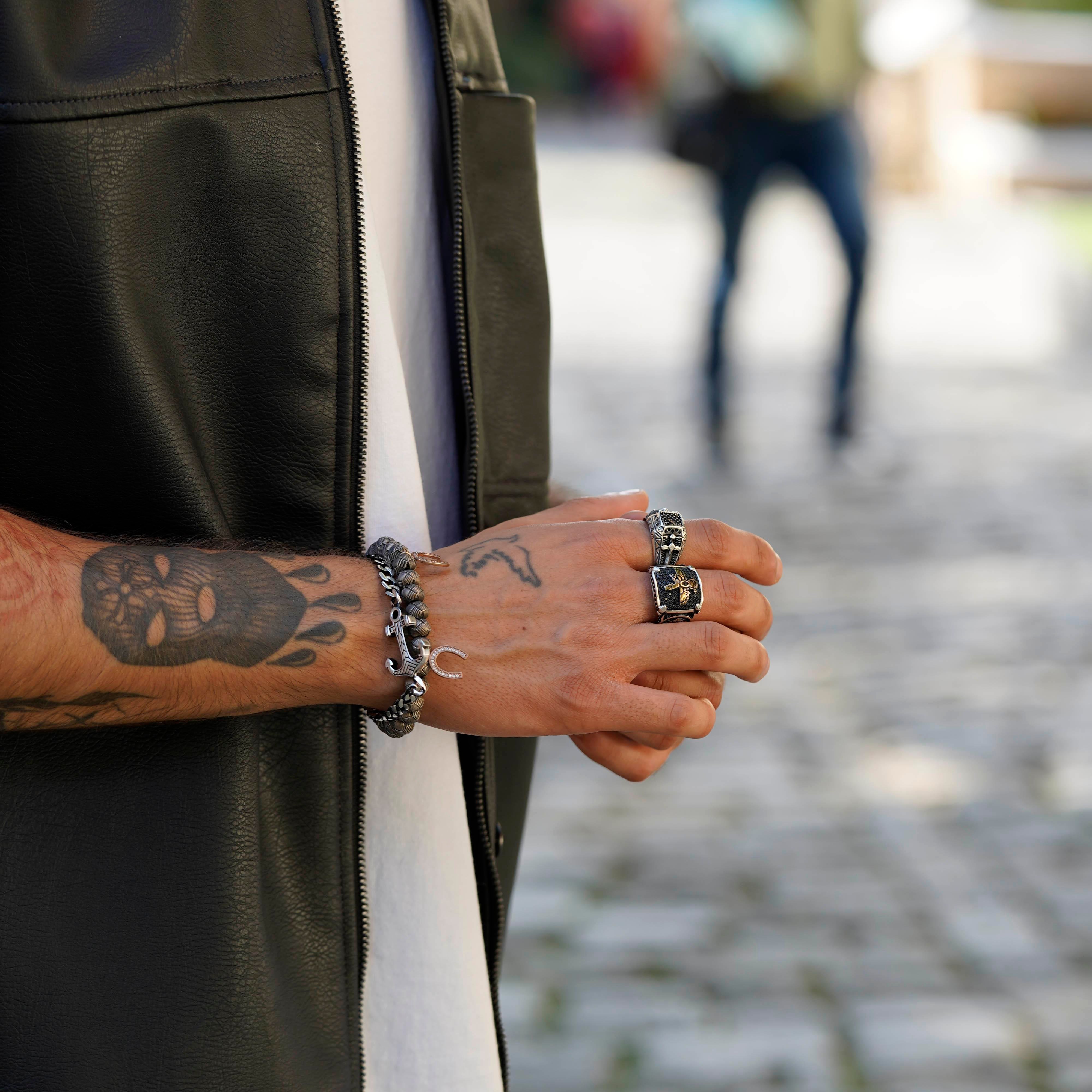 Dark Soul, Rose Horseshoe, Unisex Bracelet