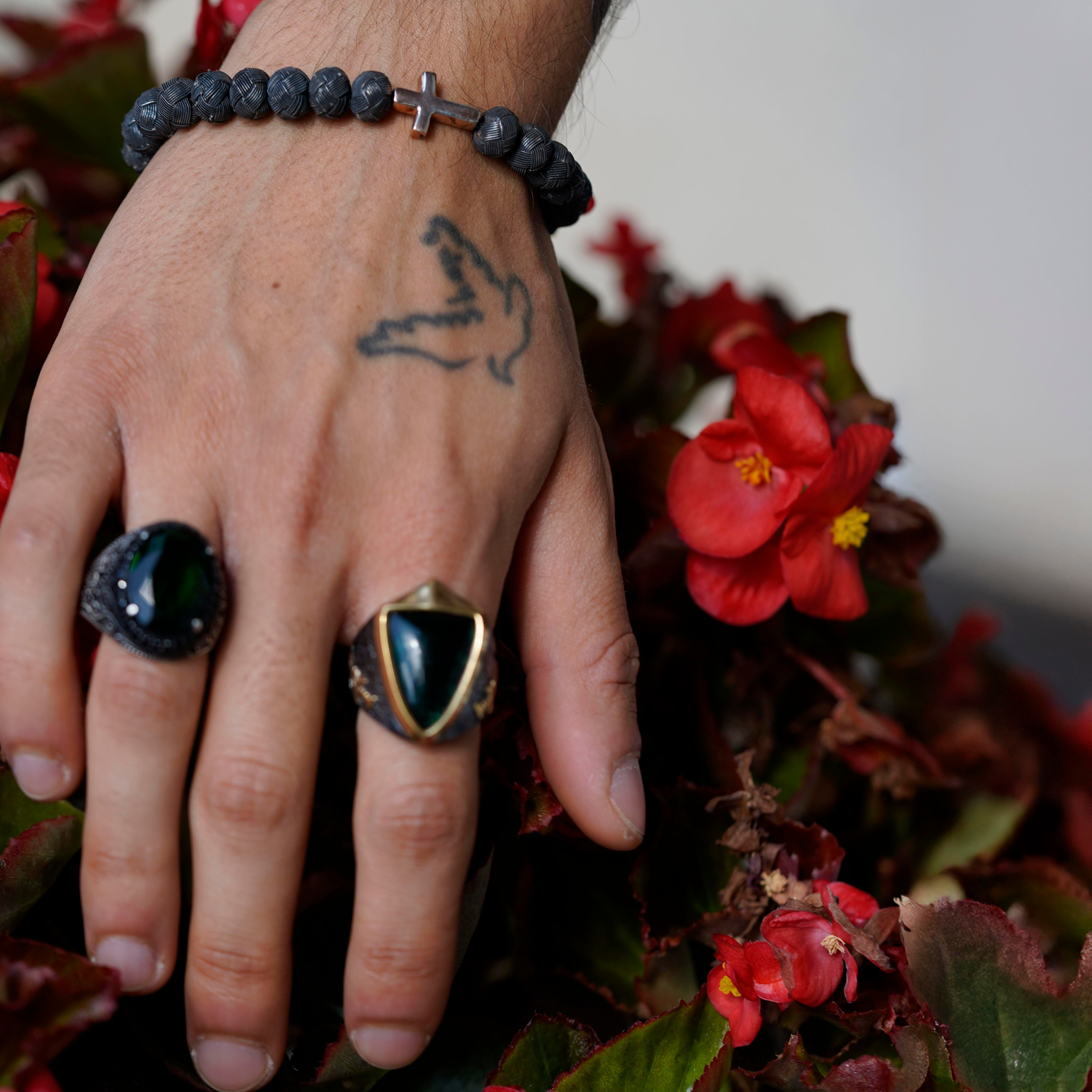Dark Soul, Rose Single Cross, Unisex Bracelet