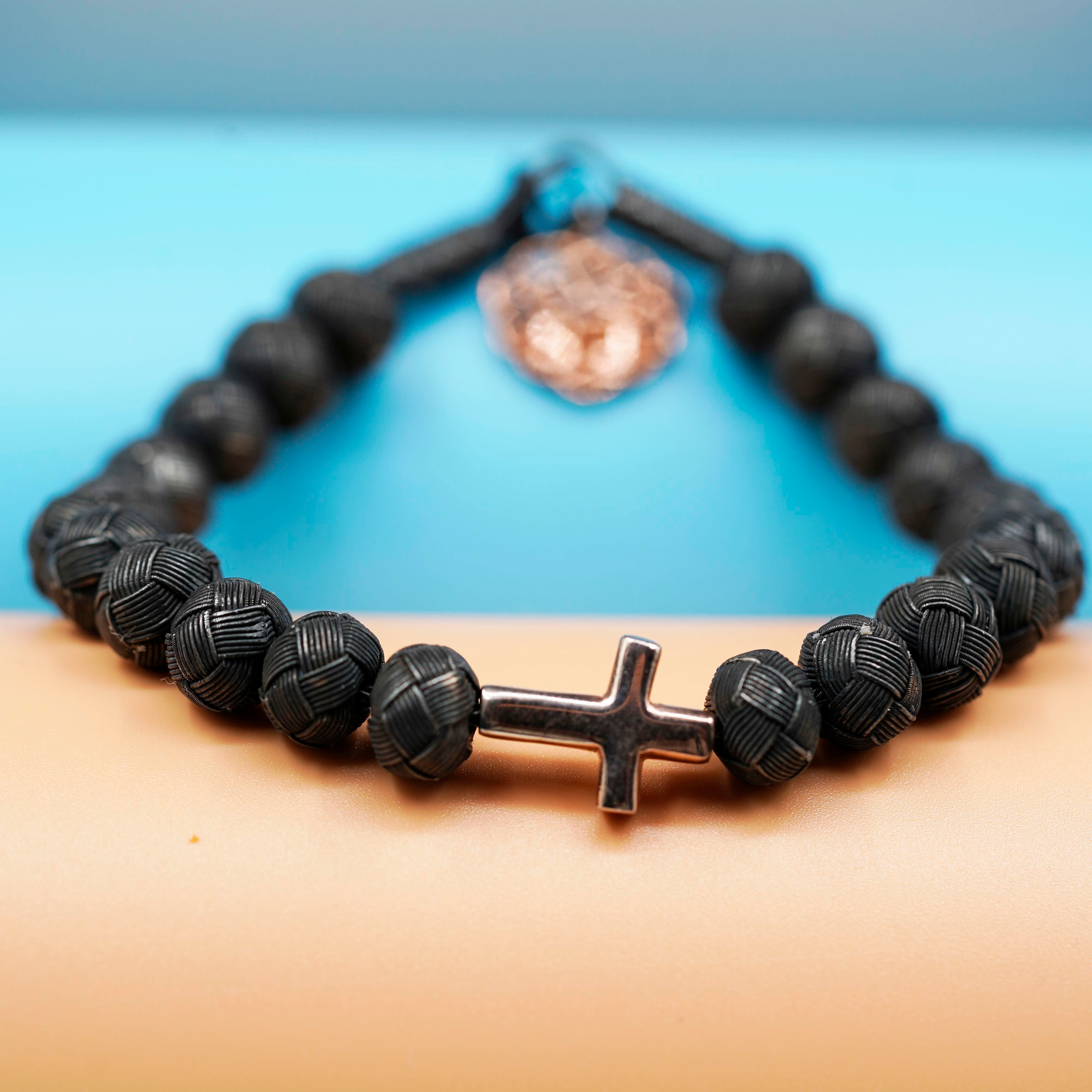 Dark Soul, Rose Single Cross, Unisex Bracelet