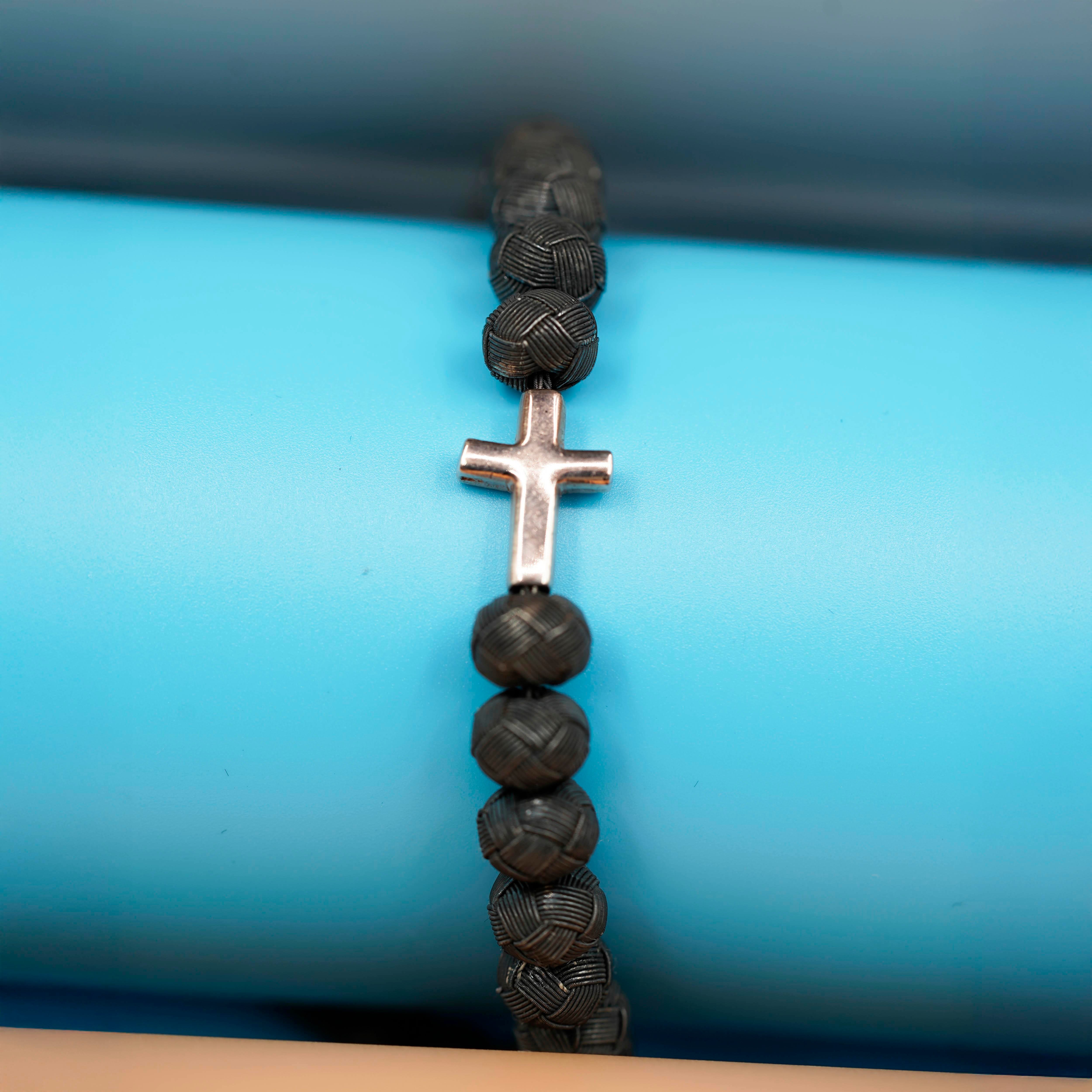 Dark Soul, Rose Single Cross, Unisex Bracelet