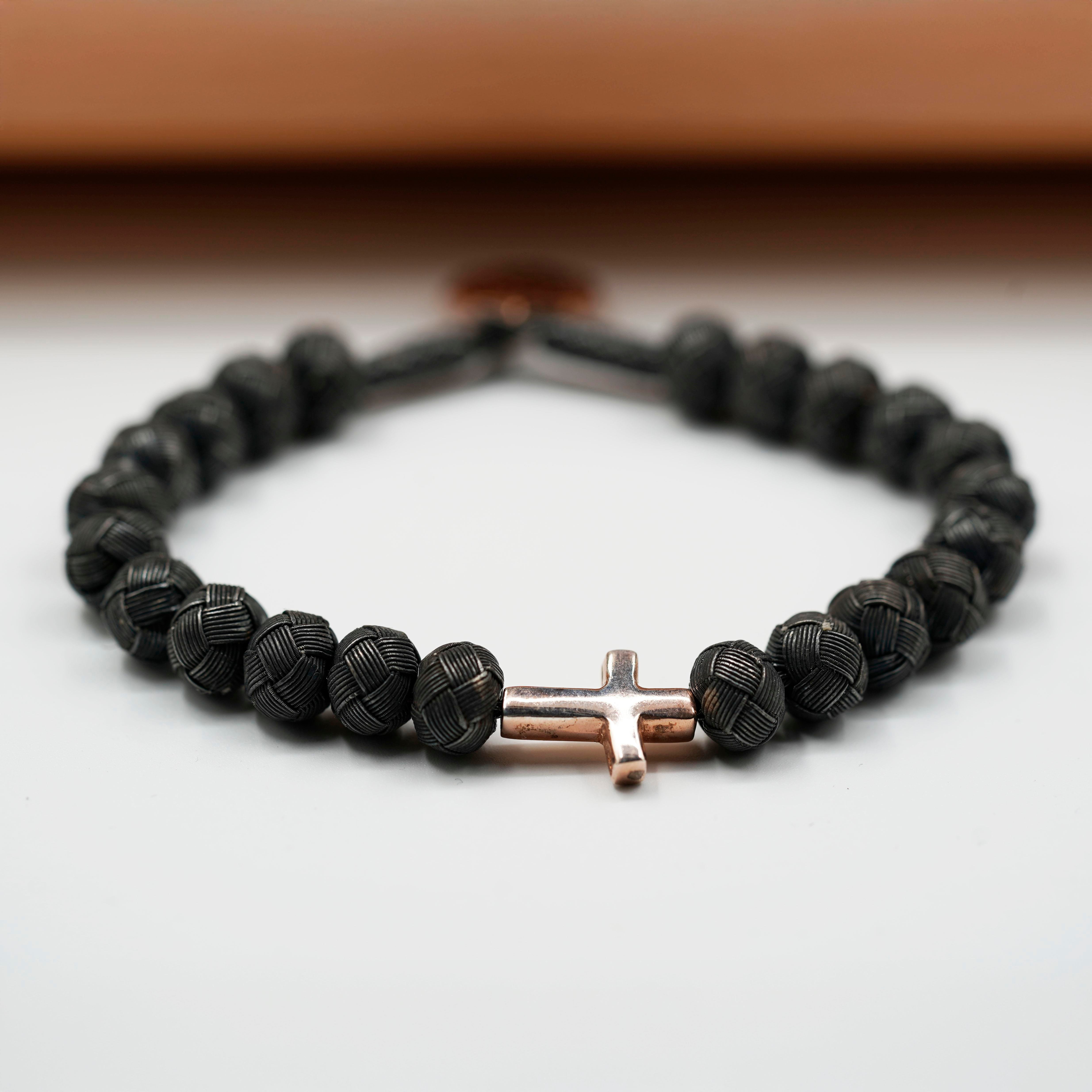 Dark Soul, Rose Single Cross, Unisex Bracelet